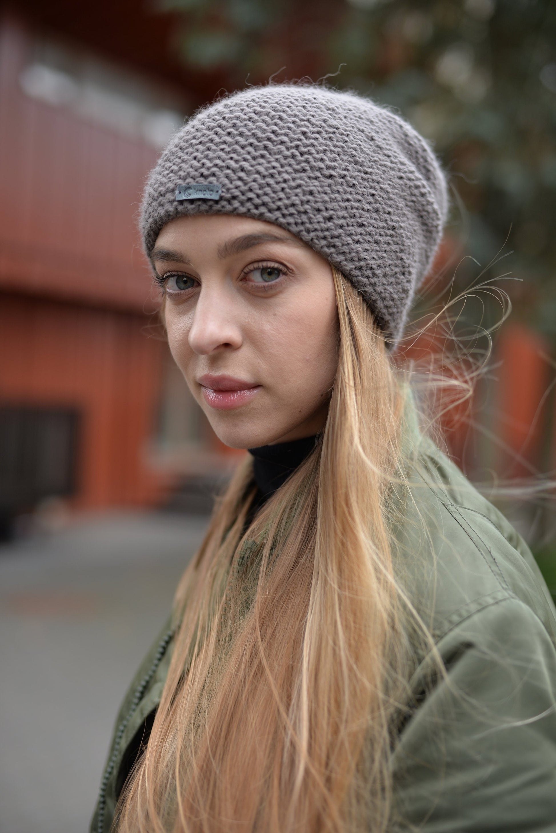 READY TO SHIP. Brown slouchy beanie, warm knit hat, wool and alpaca beanie, cable knit hat, gift for women, winter hat