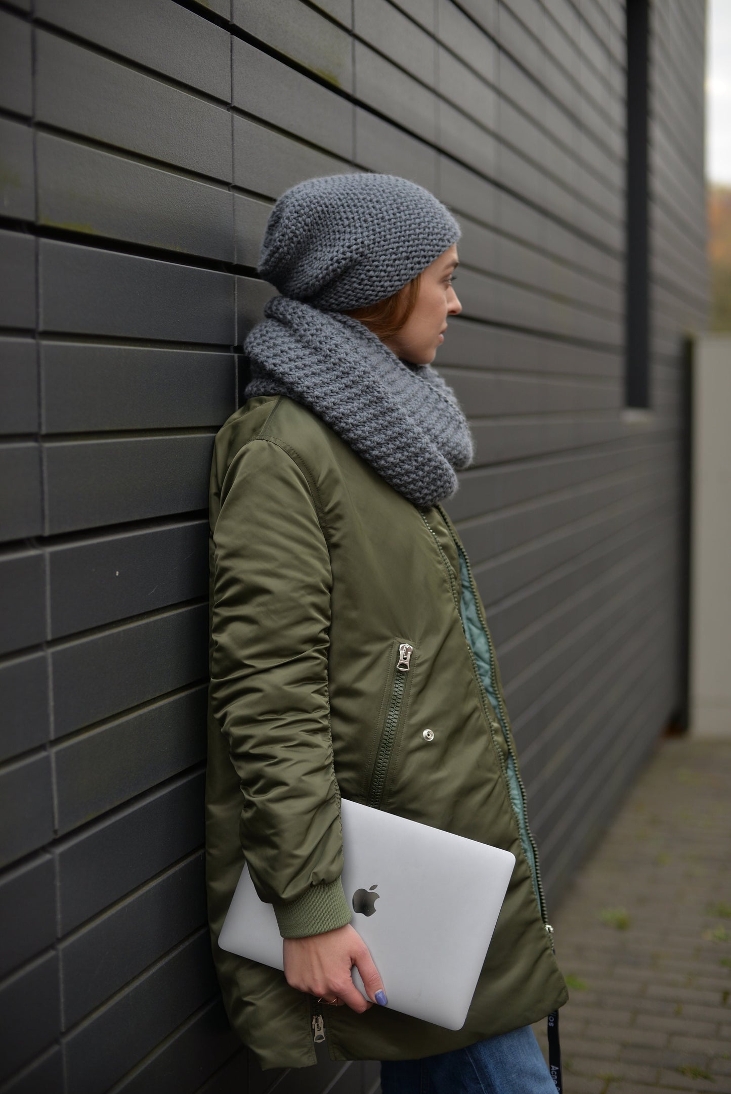 READY TO SHIP. Knit hat and infinity scarf set. Lovely women's alpaca scarf and alpaca hat. Infinity scarf and beanie gray hat.