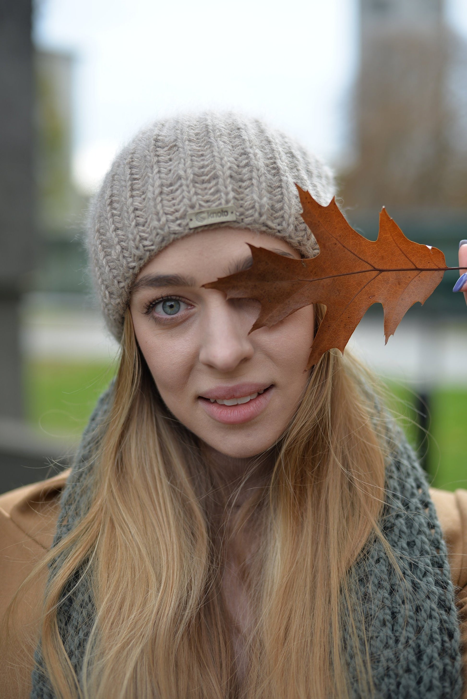 READY TO SHIP. Lovely women's mohair hat. Warm winter knit hat. Beige slouchy beanie.