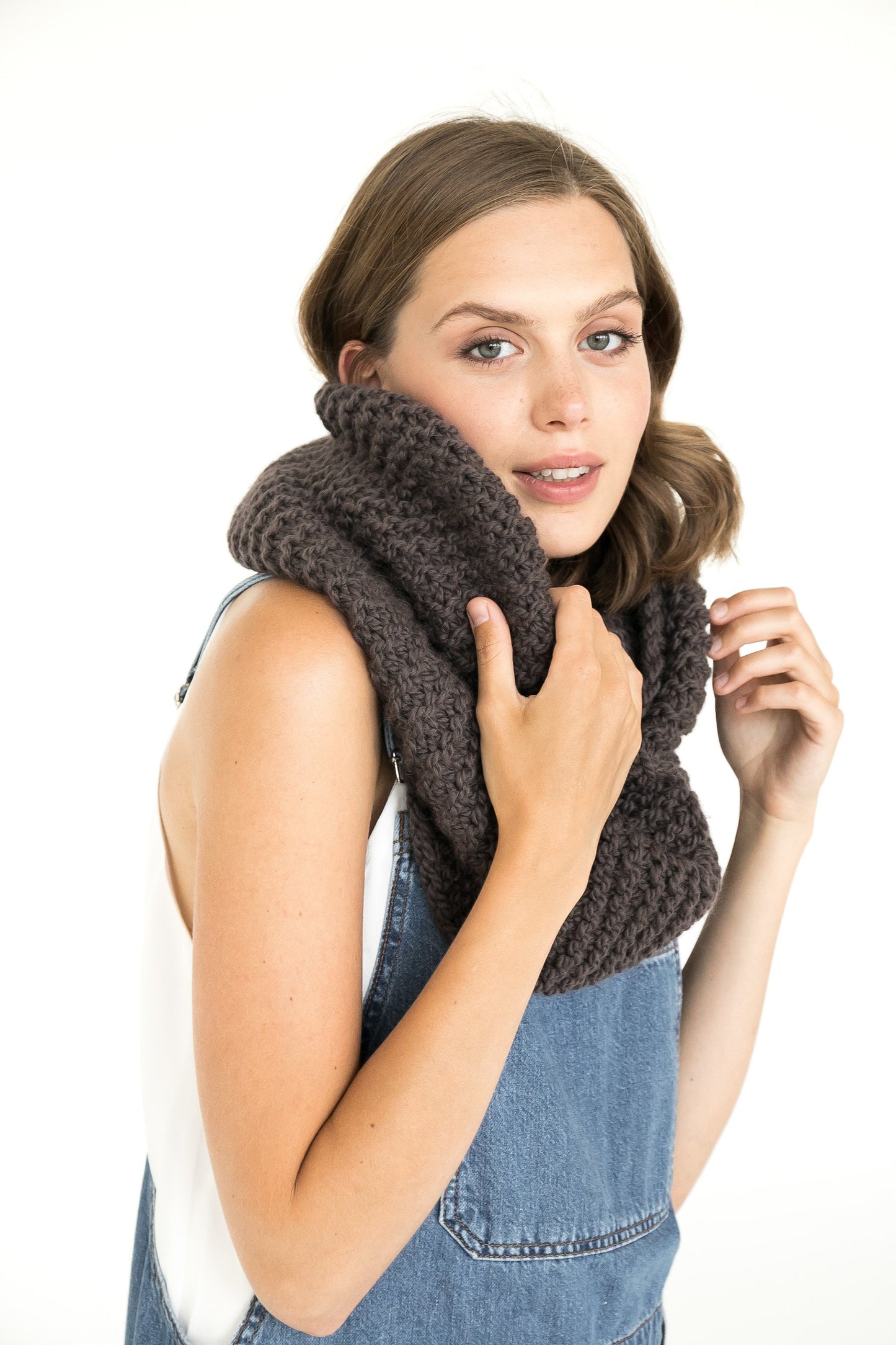 Brown infinity scarf, alpaca cowl scarf, warm tube scarf, winter scarves, handmade knit scarf, gift for her