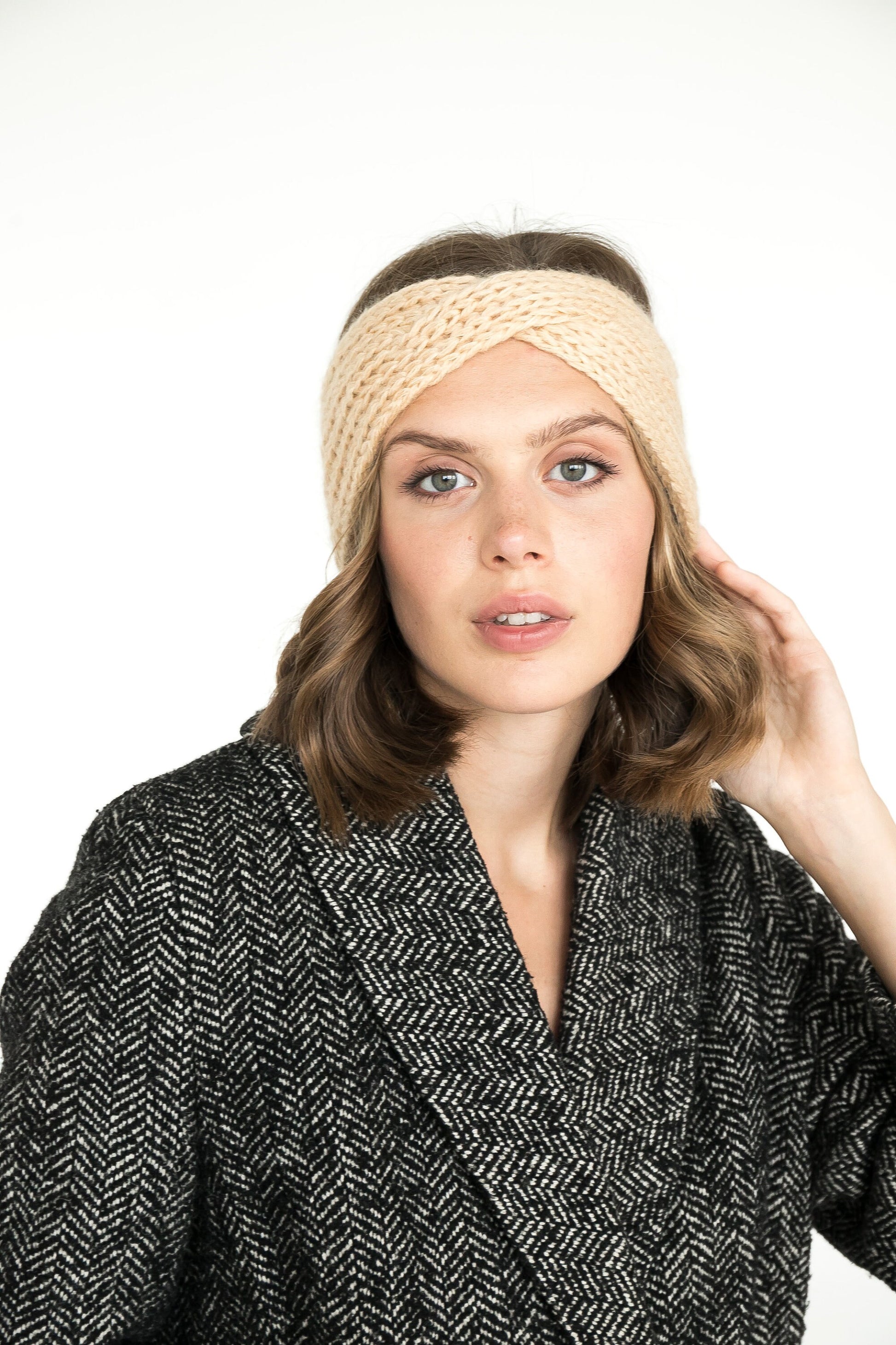 Yellow ear warmer, soft winter headband, rib knit mohair truban, earmuff for woman, winter accessories, alpaca wool headband, gift for her