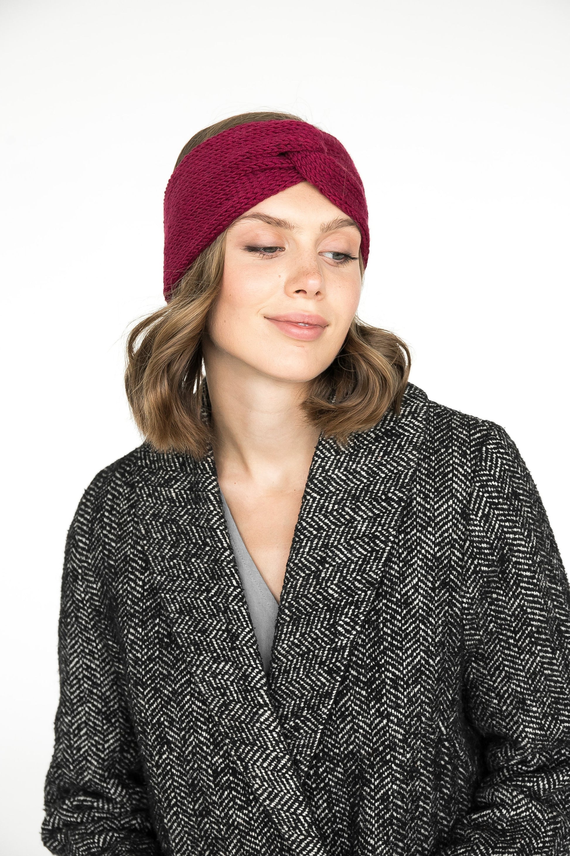 Merino wool headband, knit ear warmer, orange turban, knitted truban, winter accessories, knit head wrap, headband laine, earmuff, boho,gift