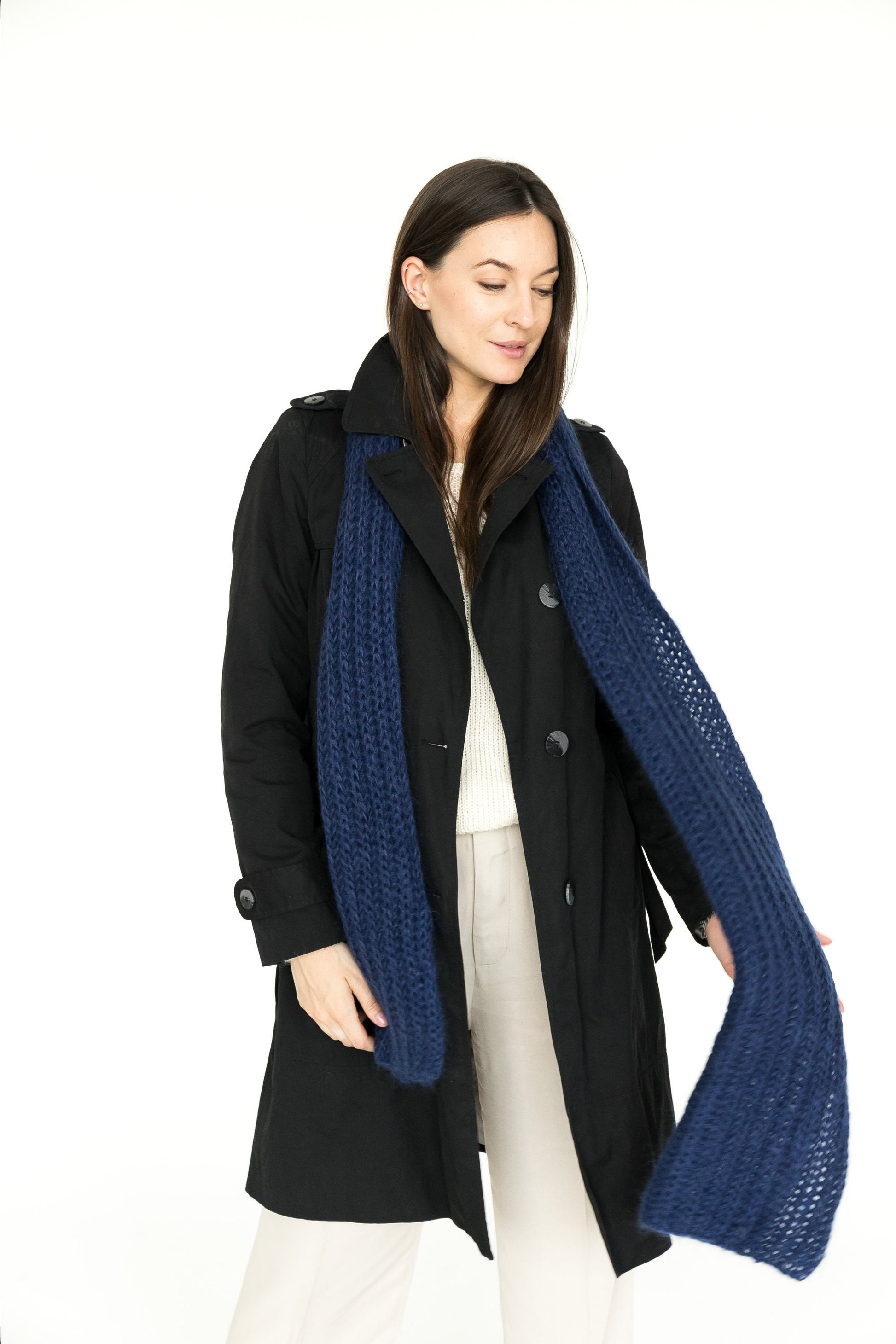 Mohair scarf, alpaca scarf, knit scarf, oversize scarf, chunky scarf, fuzzy scarf, blue knit scarf, extralong scarf, knitted scarf, scarf