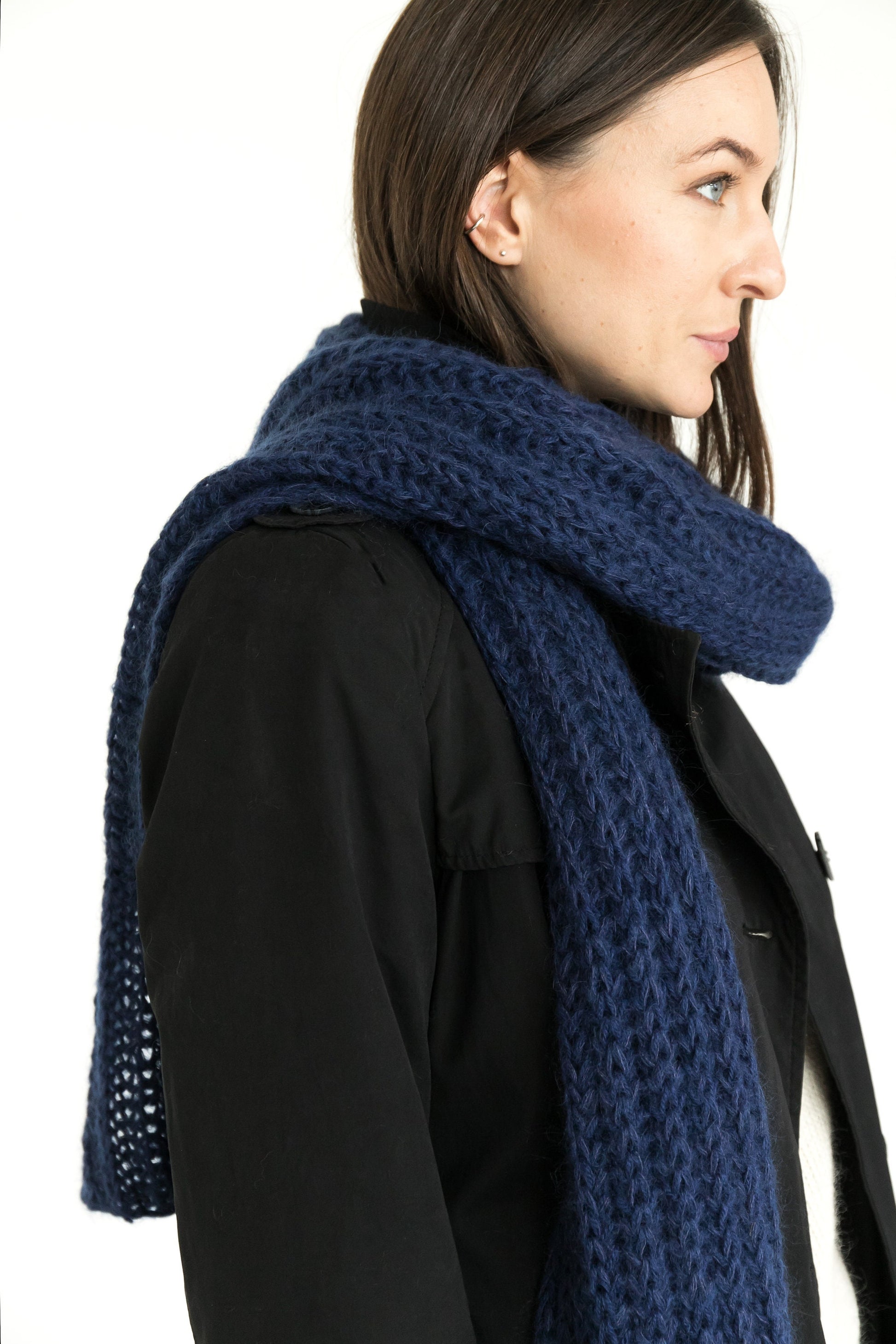 Mohair scarf, alpaca scarf, knit scarf, oversize scarf, chunky scarf, fuzzy scarf, blue knit scarf, extralong scarf, knitted scarf, scarf