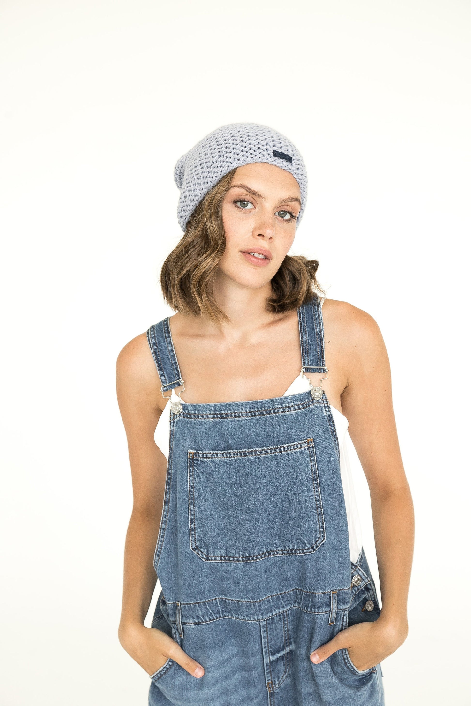 Light blue cable knit alpaca wool slouchy beanie, sky blue warm winter chunky knitted cap, pastel baby blue women&#39;s handmade gift, boho