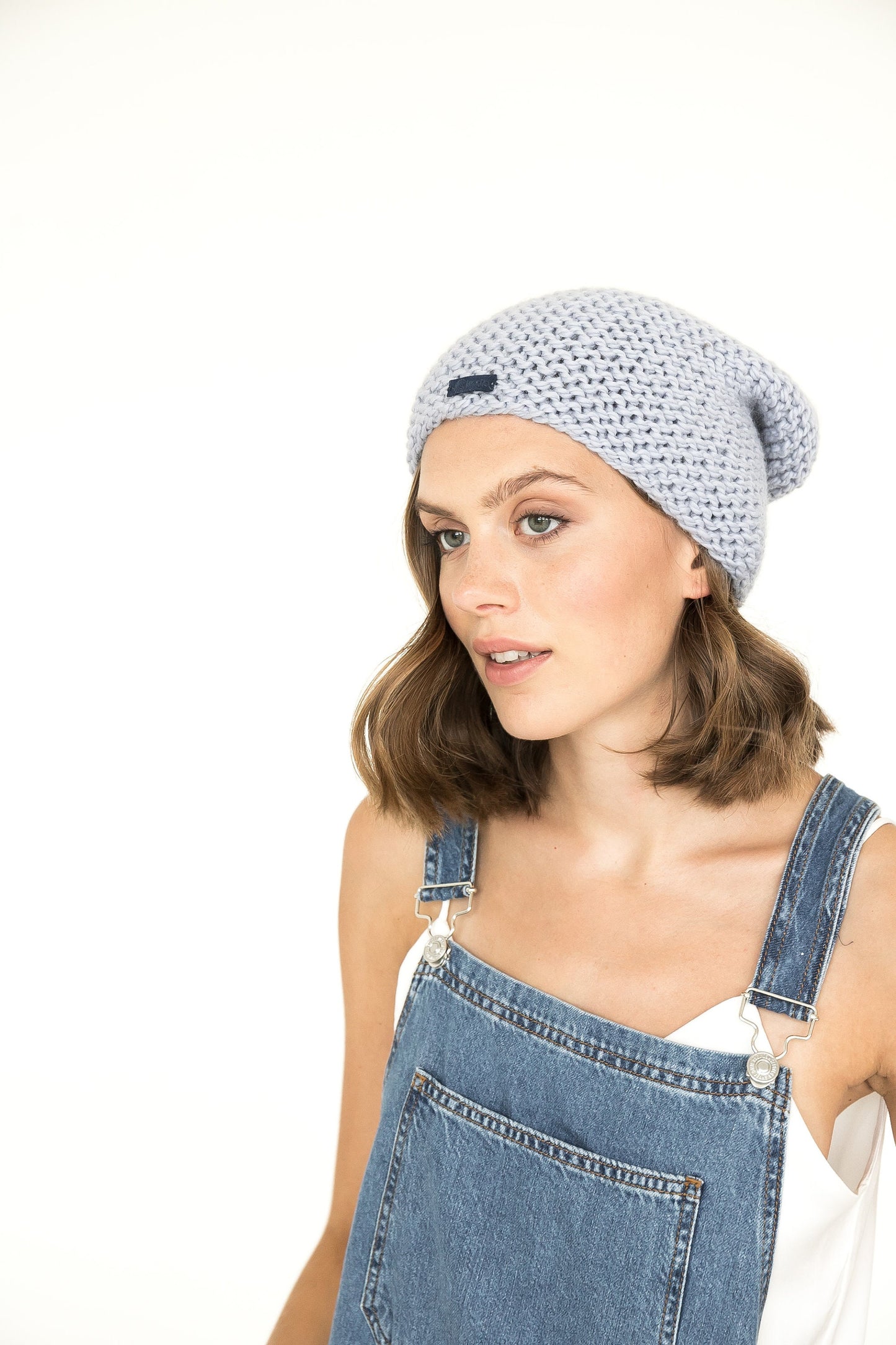 Light blue cable knit alpaca wool slouchy beanie, sky blue warm winter chunky knitted cap, pastel baby blue women&#39;s handmade gift, boho