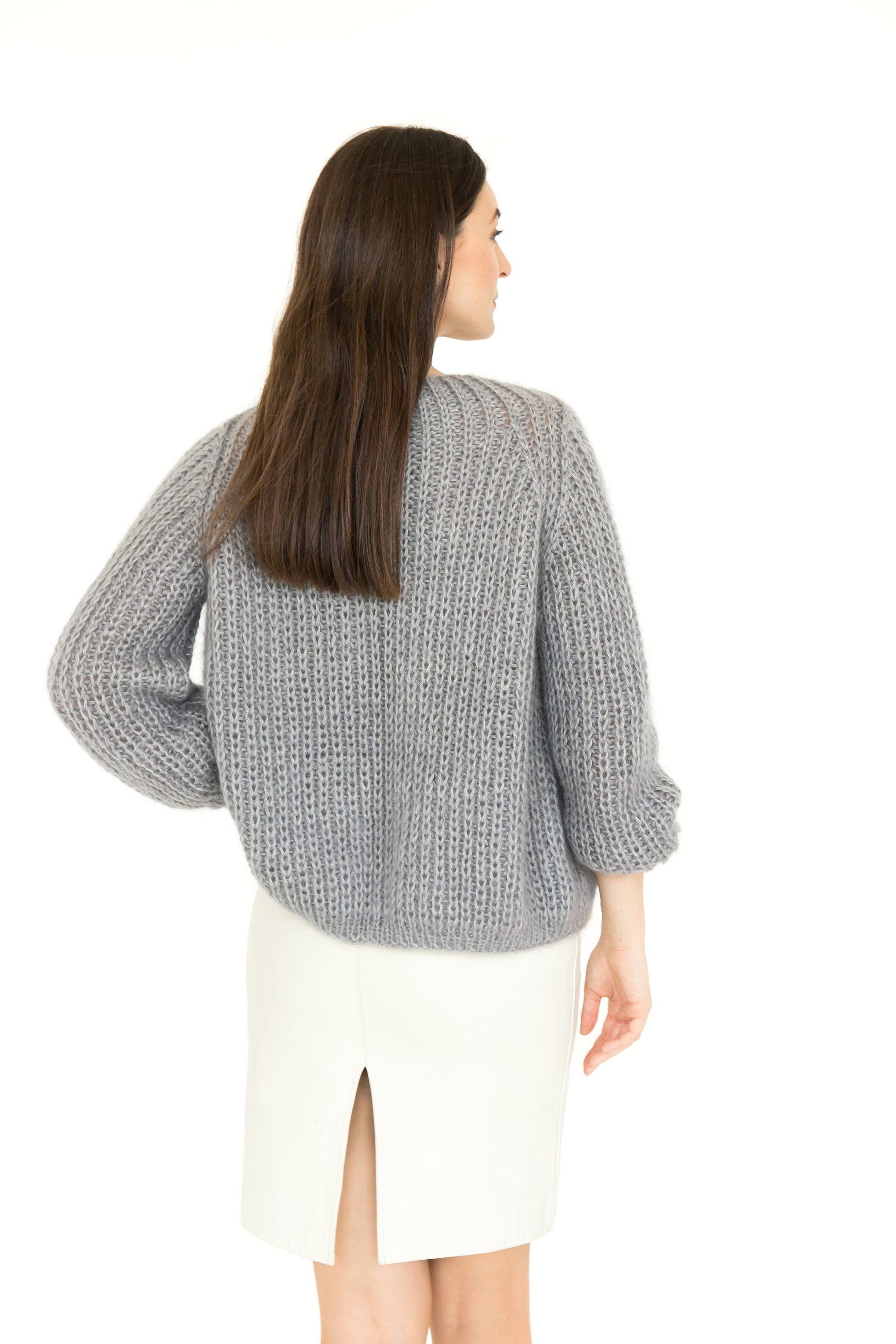 Timeless cable knit mohair sweater, gray mohair cardigan, oversize alpaca cardigan, chunky knit alpaca sweater, gift for her, strickjacke