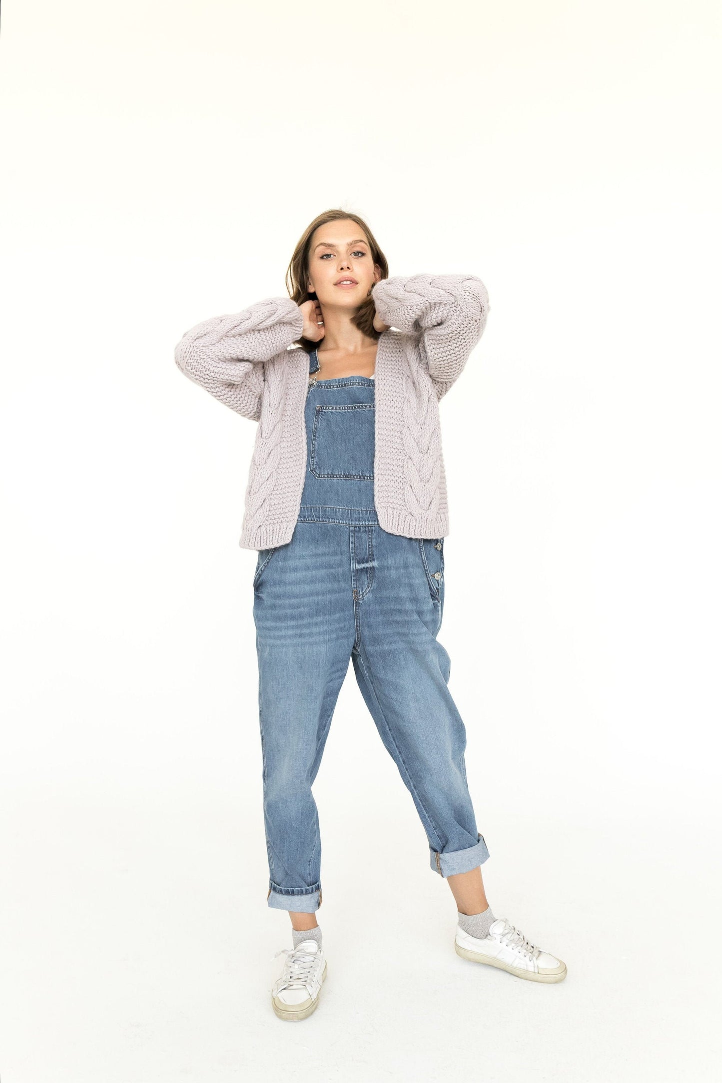 Light purple calbe knit cardigan, chunky knit cardigan, oversized alpaca and wool sweater.