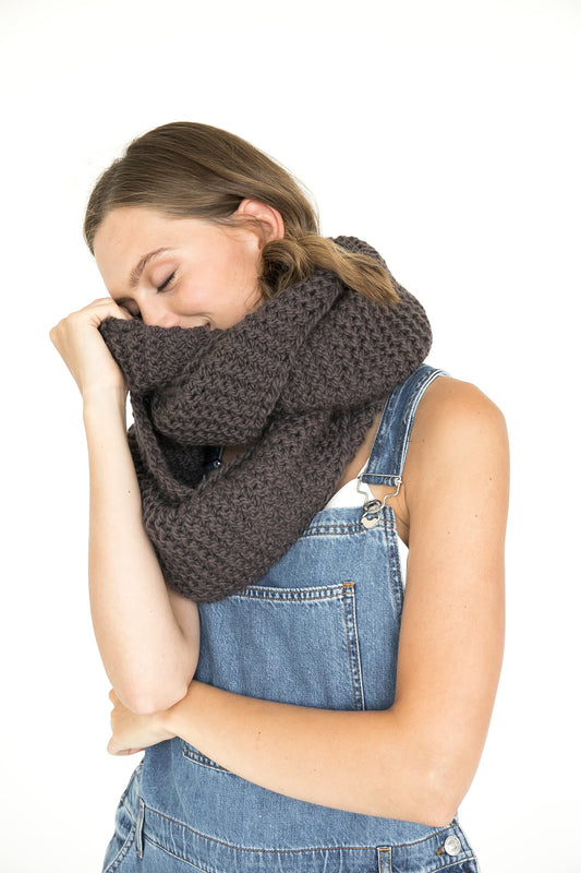 Brown infinity scarf, alpaca cowl scarf, warm tube scarf, winter scarves, handmade knit scarf, gift for her