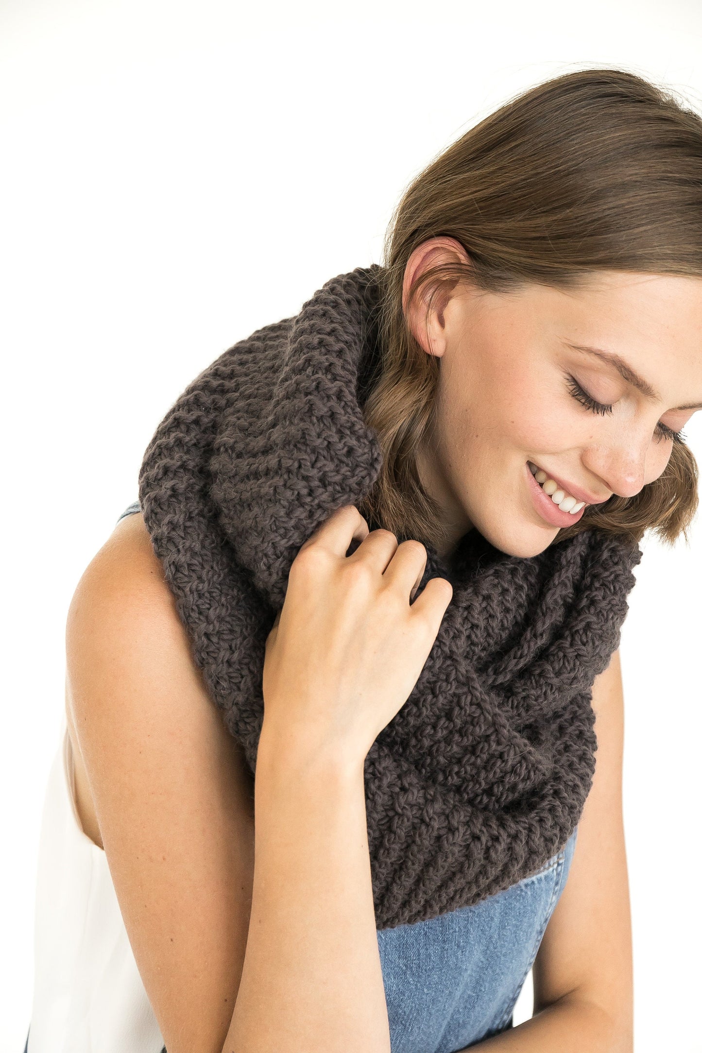 Brown infinity scarf, alpaca cowl scarf, warm tube scarf, winter scarves, handmade knit scarf, gift for her