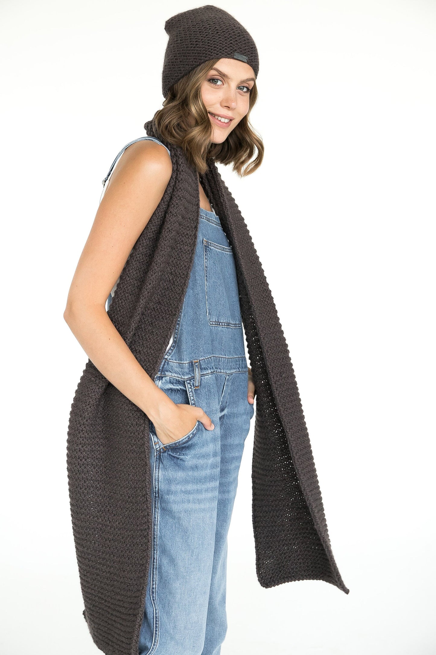 READY TO SHIP. Knit hat and scarf set. Lovely women's alpaca scarf and alpaca hat. Chunky scarf and beanie brown hat.