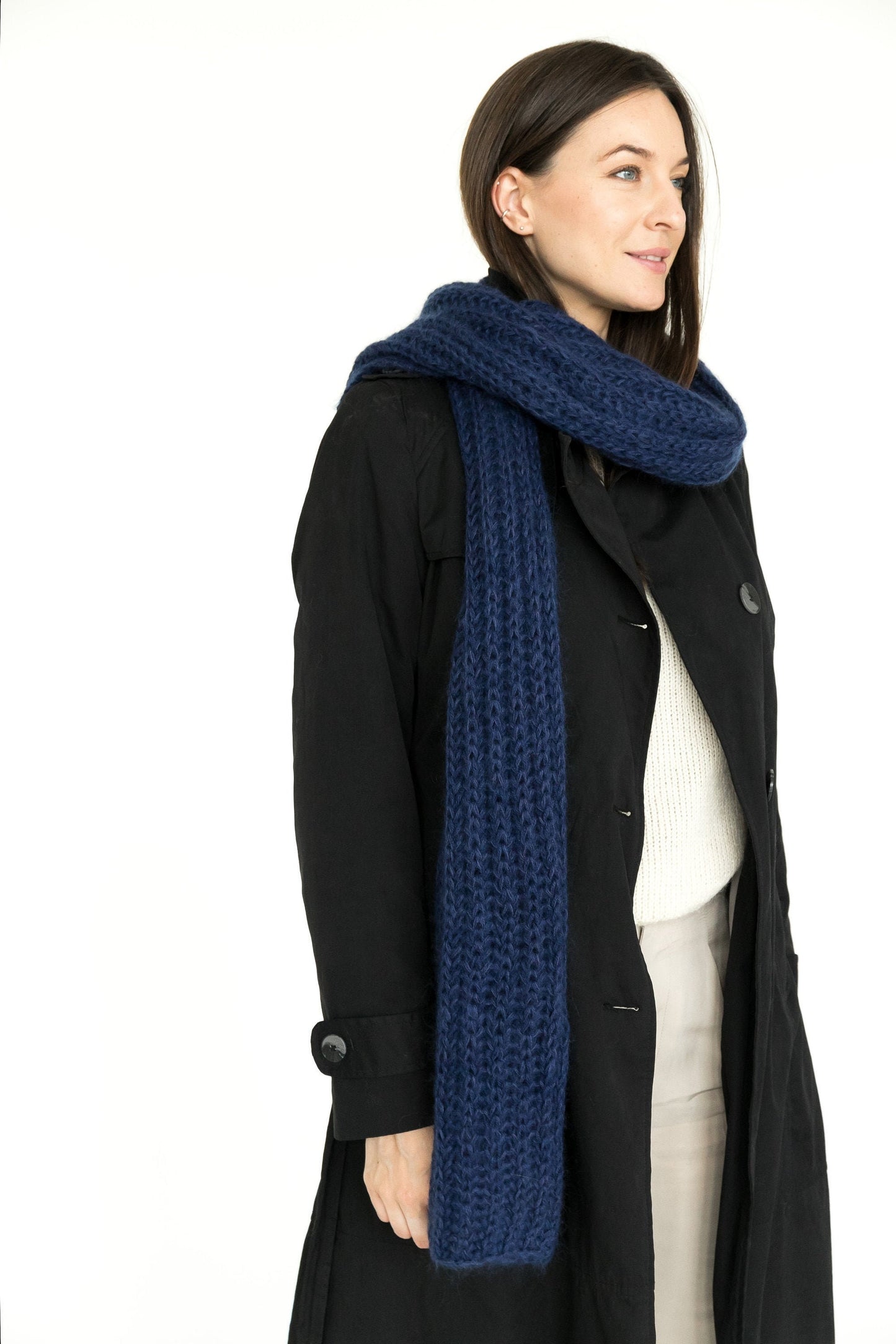 Mohair scarf, alpaca scarf, knit scarf, oversize scarf, chunky scarf, fuzzy scarf, blue knit scarf, extralong scarf, knitted scarf, scarf