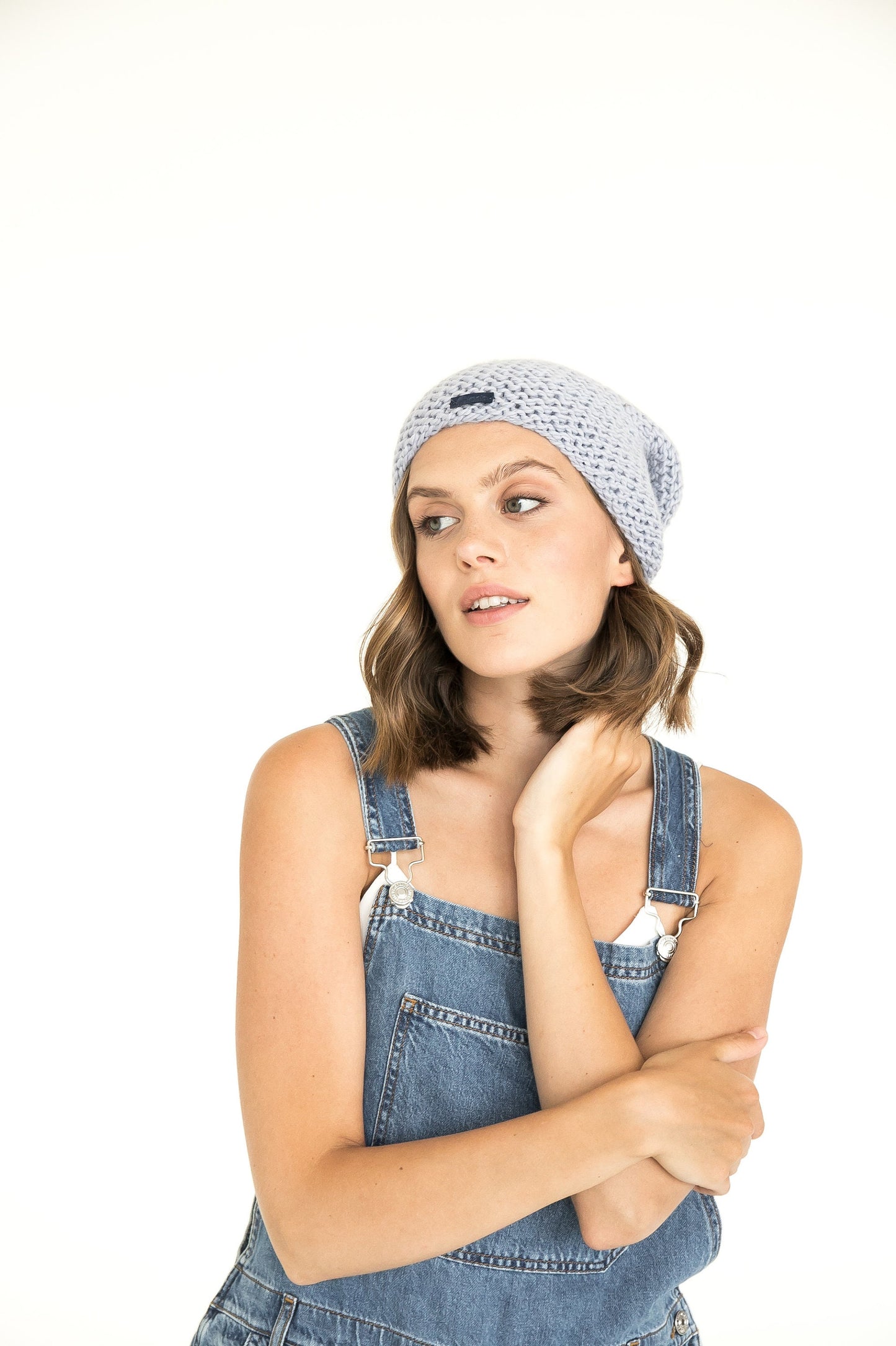 Light blue cable knit alpaca wool slouchy beanie, sky blue warm winter chunky knitted cap, pastel baby blue women&#39;s handmade gift, boho