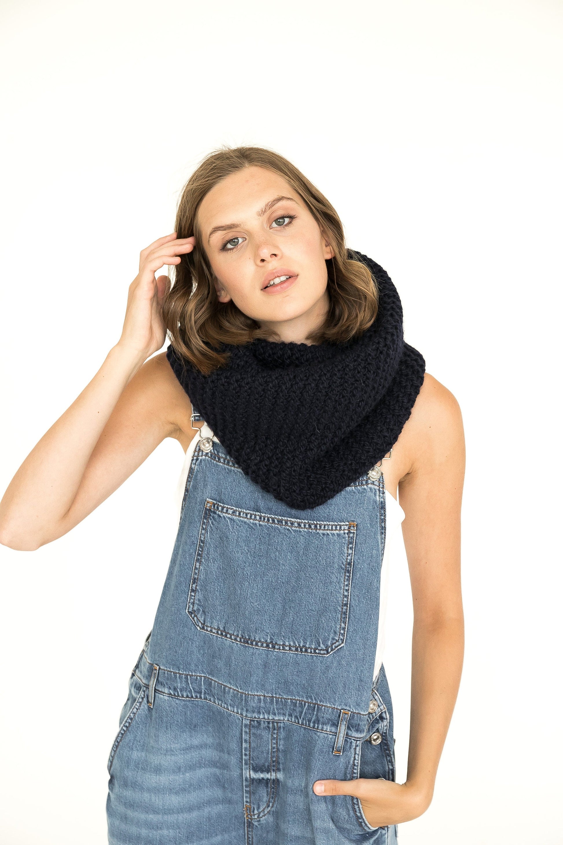 Black infinity scarf, alpaca cowl scarf, tube scarf, winter scarves, handmade knit scarf, gift for her, cable knit scarf, neck scarf, boho