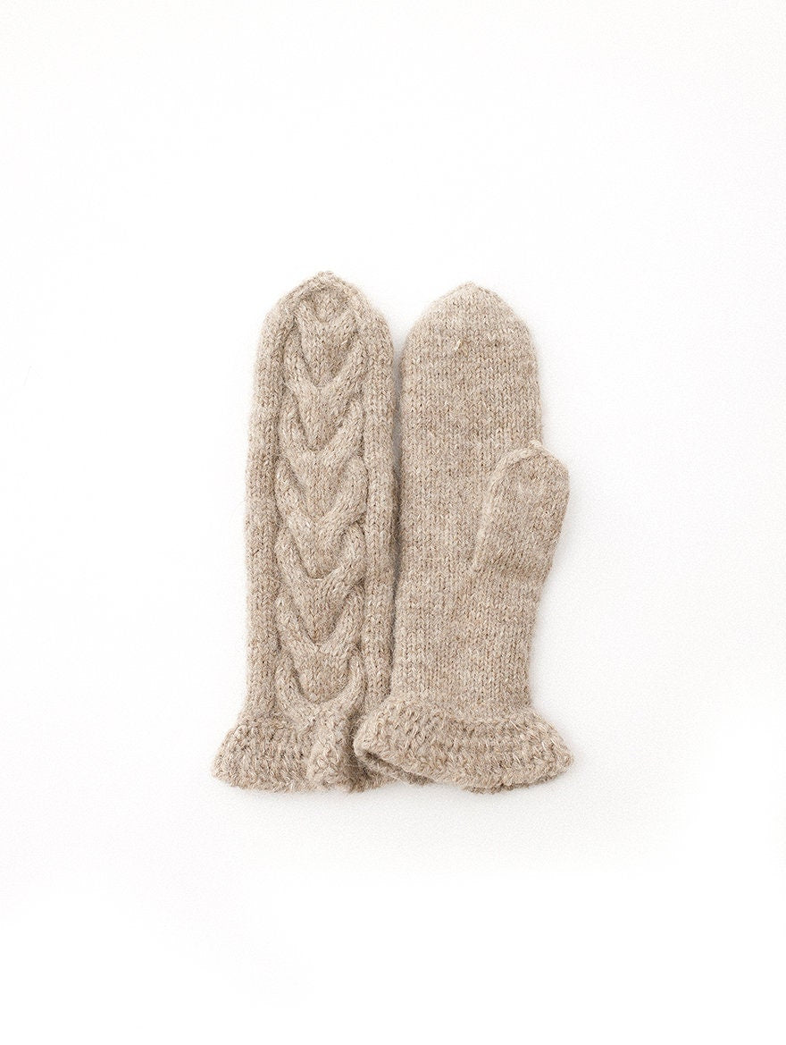 Light beige  alpaca wool mittens, winter gloves, woolen gloves, mitts, cable gloves, alpaca mittens, arm warmers, knit mittens, sweater mittens