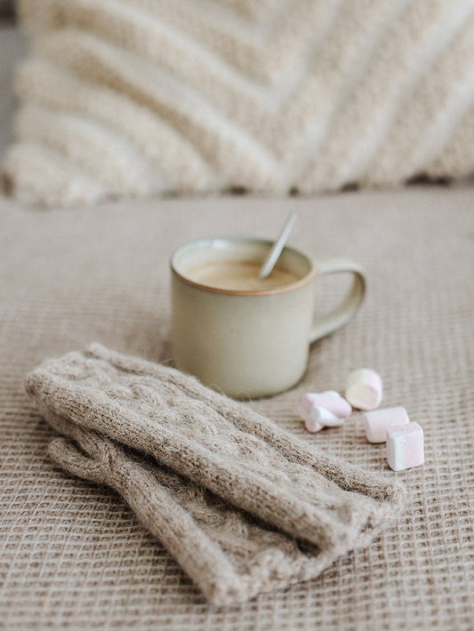 Beige fingerless gloves, women&#39;s knit mittens, nude hand warmers, alpaca wool fingerless mittens, gift for her, long warm gloves, accessory