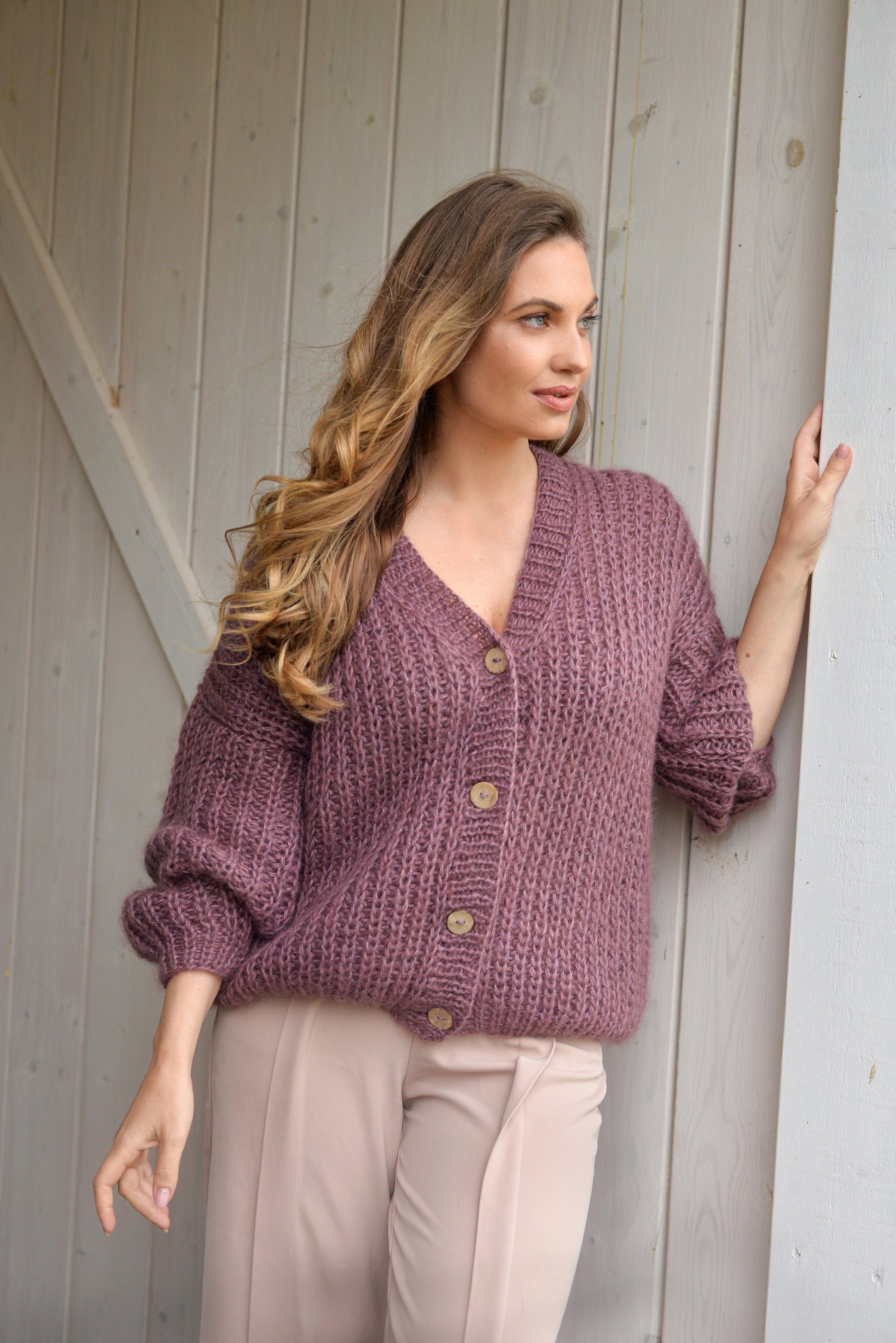 Mohair cardigan, mohair sweater, alpaca sweater, fuzzy cardigan, oversized sweater, oversized cardigan, chunky cardigan, purple cardigan