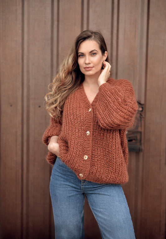 Mohair cardigan, mohair sweater, alpaca sweater, fuzzy cardigan, oversized sweater, oversized cardigan, chunky cardigan, rust cardigan