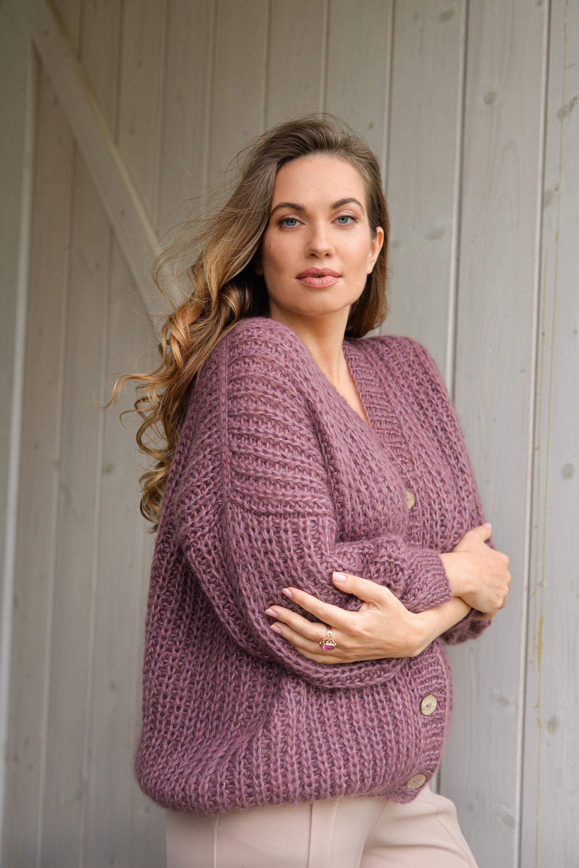 Mohair cardigan, mohair sweater, alpaca sweater, fuzzy cardigan, oversized sweater, oversized cardigan, chunky cardigan, purple cardigan