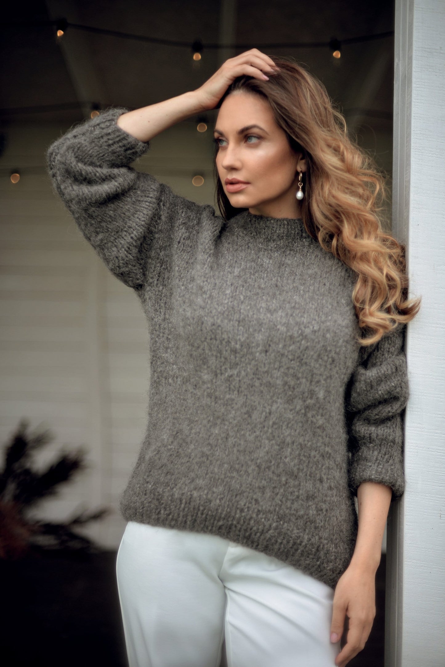 Gray oversize alpaca sweater, soft wool sweater, chunky knit pullover, loose pullover, alpaca jumper for women, grey loose knit sweater,gift