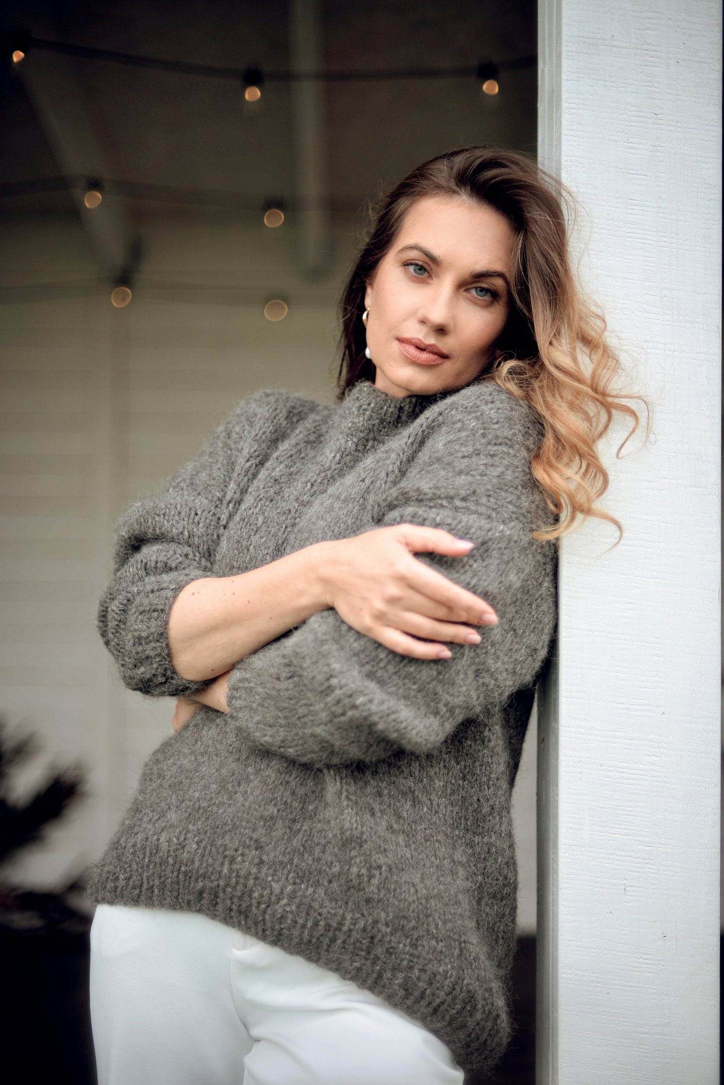 Gray oversize alpaca sweater, soft wool sweater, chunky knit pullover, loose pullover, alpaca jumper for women, grey loose knit sweater,gift