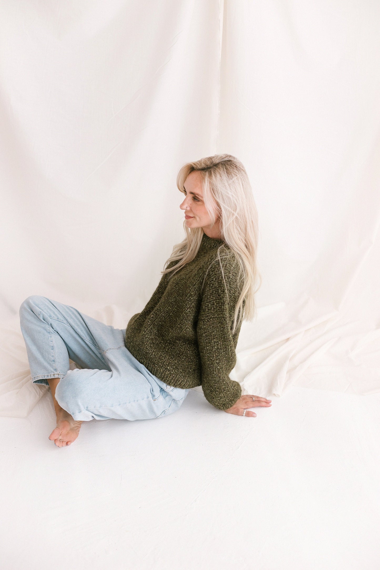 Olive Green Sweater, Soft Cable Knit Jumper, Moss Green Alpaca Pullover, Chunky Knit Wool Sweater, Balloon Sleeve Pullover In Green, Gift
