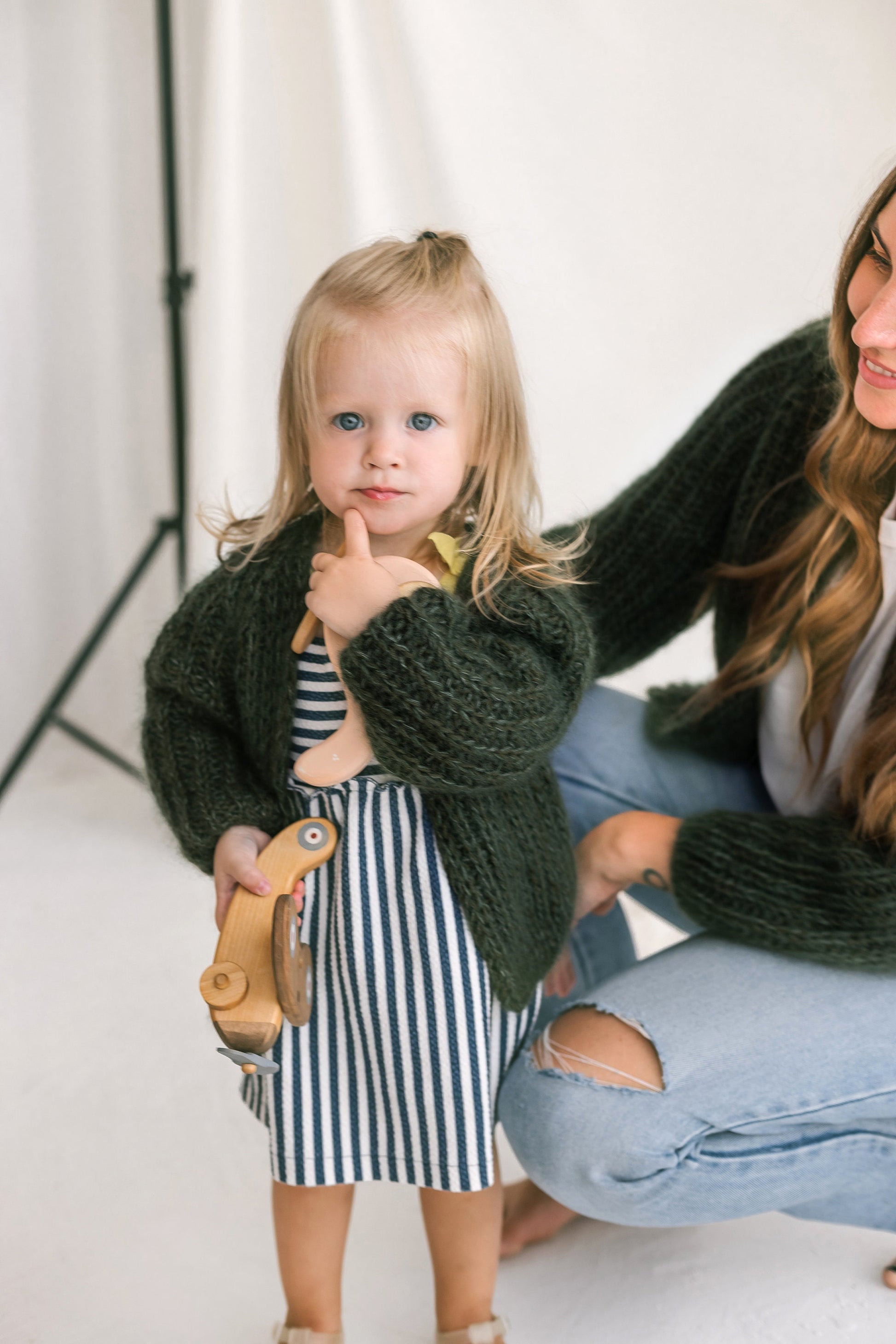 Matching Mommy and Me Mohair Cardigans, Mother Daughter Alpaca Sweaters Set, Matching Chunky Knit Sweaters, Green Me & Mini Me Cardigan,Gift