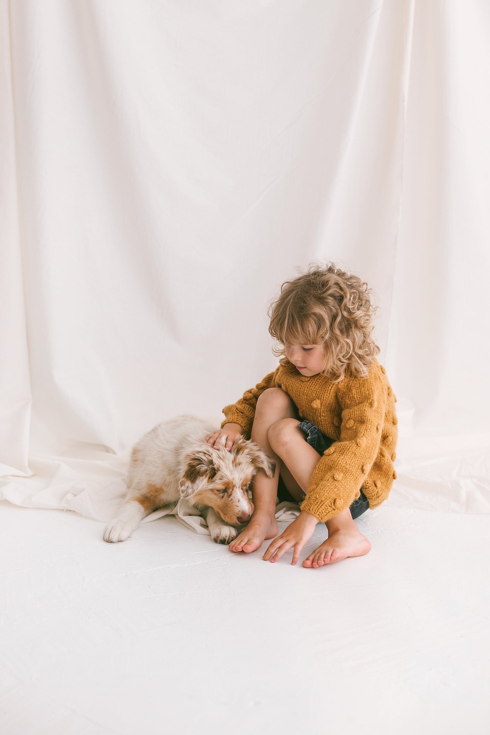 Yellow Cable Knit Kids Popcorn Sweater