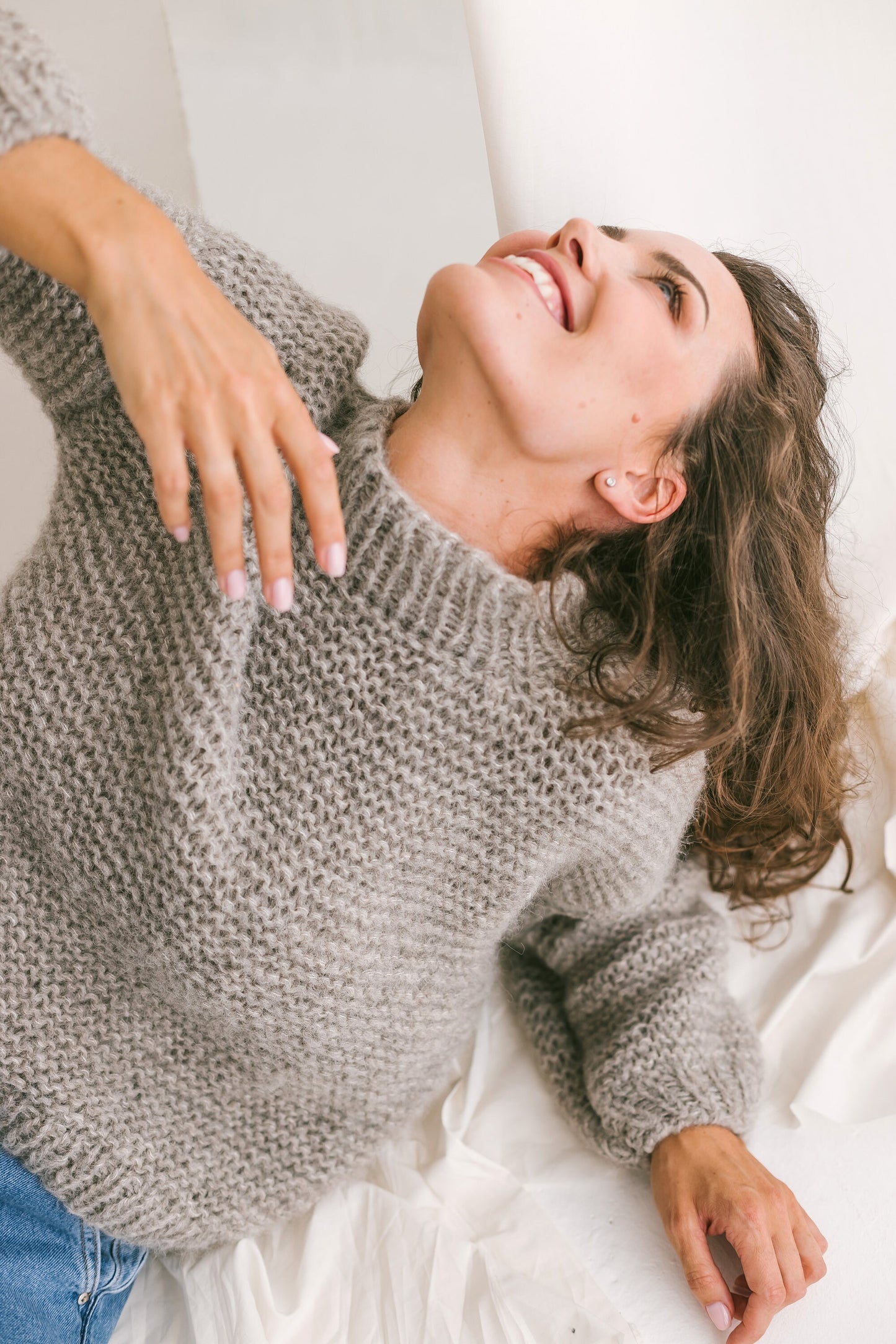 Light Gray Cable Knit Sweater, Relaxed Fit Jumper, Grey Alpaca Pullover, Chunky Knit Wool Sweater, Knitted Jumper, Oversized Woman Sweater