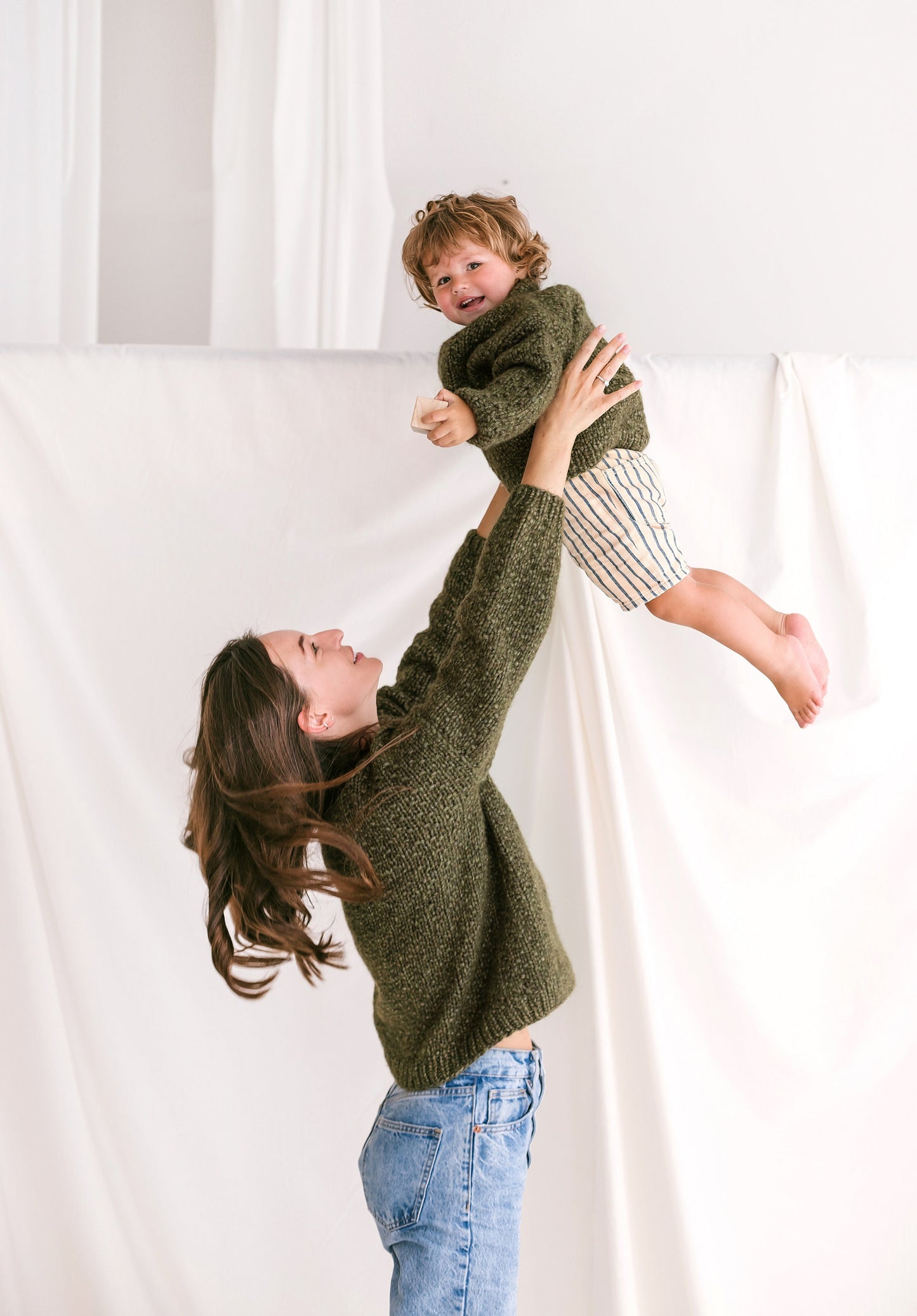 Matching Mommy and Me Cable Knit Sweaters, Olive Green Me & Mini Me Jumpers, Soft Mini Me Matching Toddler Pullover, Alpaca Mummy Son Jumper