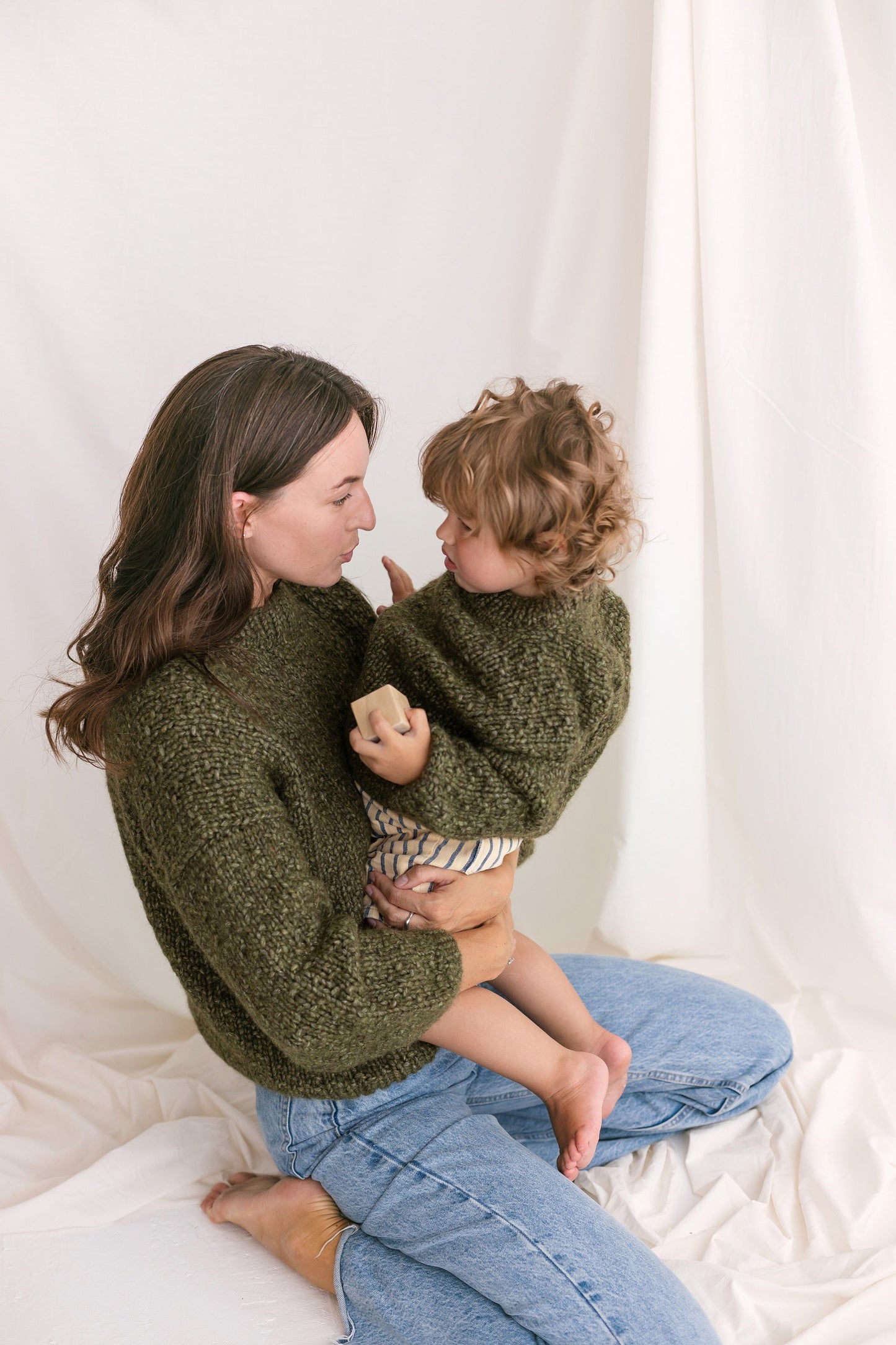 Matching Mommy and Me Cable Knit Sweaters, Olive Green Me & Mini Me Jumpers, Soft Mini Me Matching Toddler Pullover, Alpaca Mummy Son Jumper