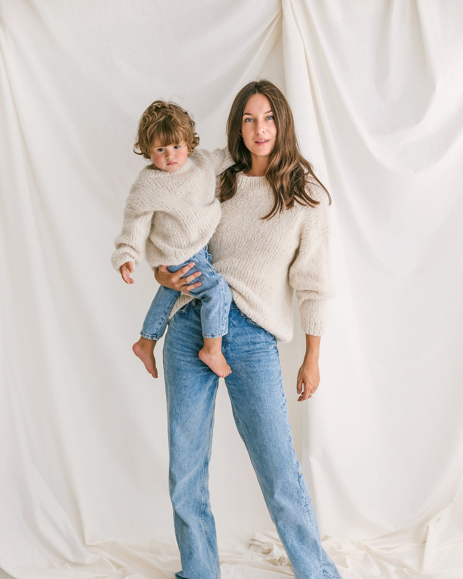 Matching Mommy and Me Cable Knit Sweaters, White Me & Mini Me Jumpers, Mother Son, Daughter Matching Pullover, Mommy And Me Outfit,Baby Gift