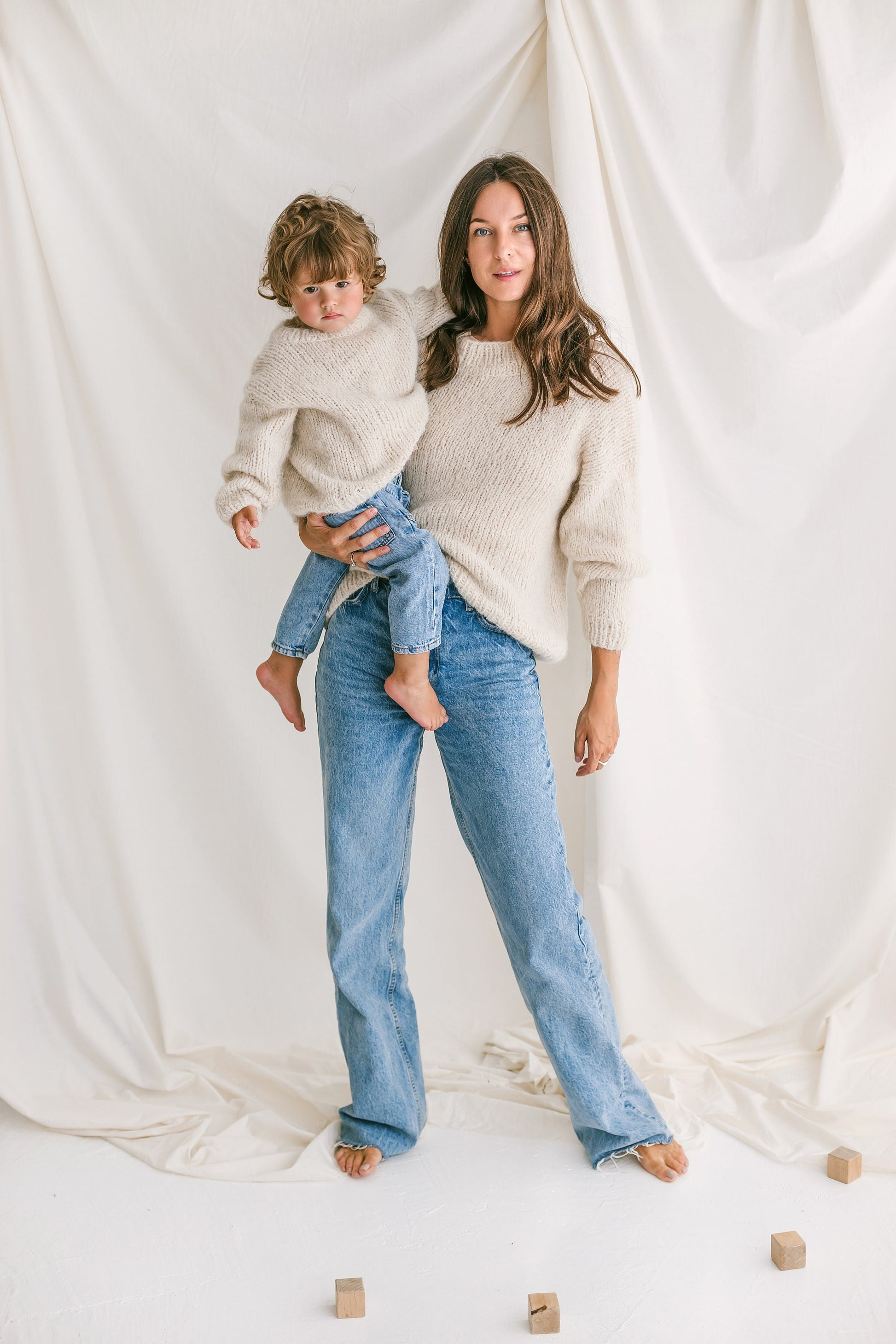 Matching Mommy and Me Cable Knit Sweaters, White Me & Mini Me Jumpers, Mother Son, Daughter Matching Pullover, Mommy And Me Outfit,Baby Gift