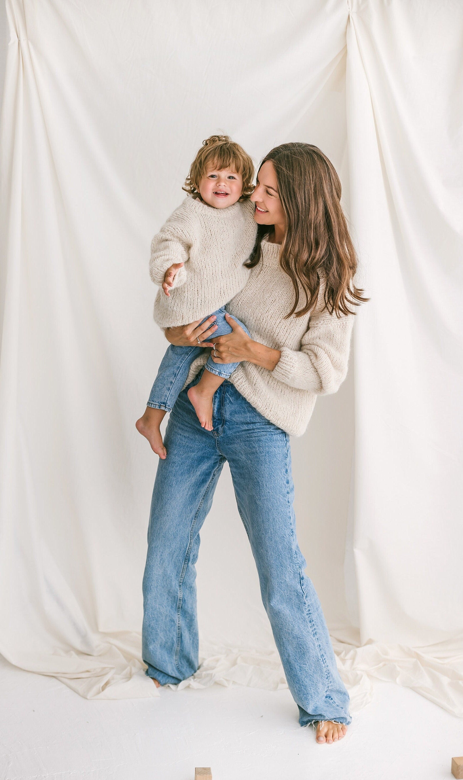 Matching Mommy and Me Cable Knit Sweaters, White Me & Mini Me Jumpers, Mother Son, Daughter Matching Pullover, Mommy And Me Outfit,Baby Gift