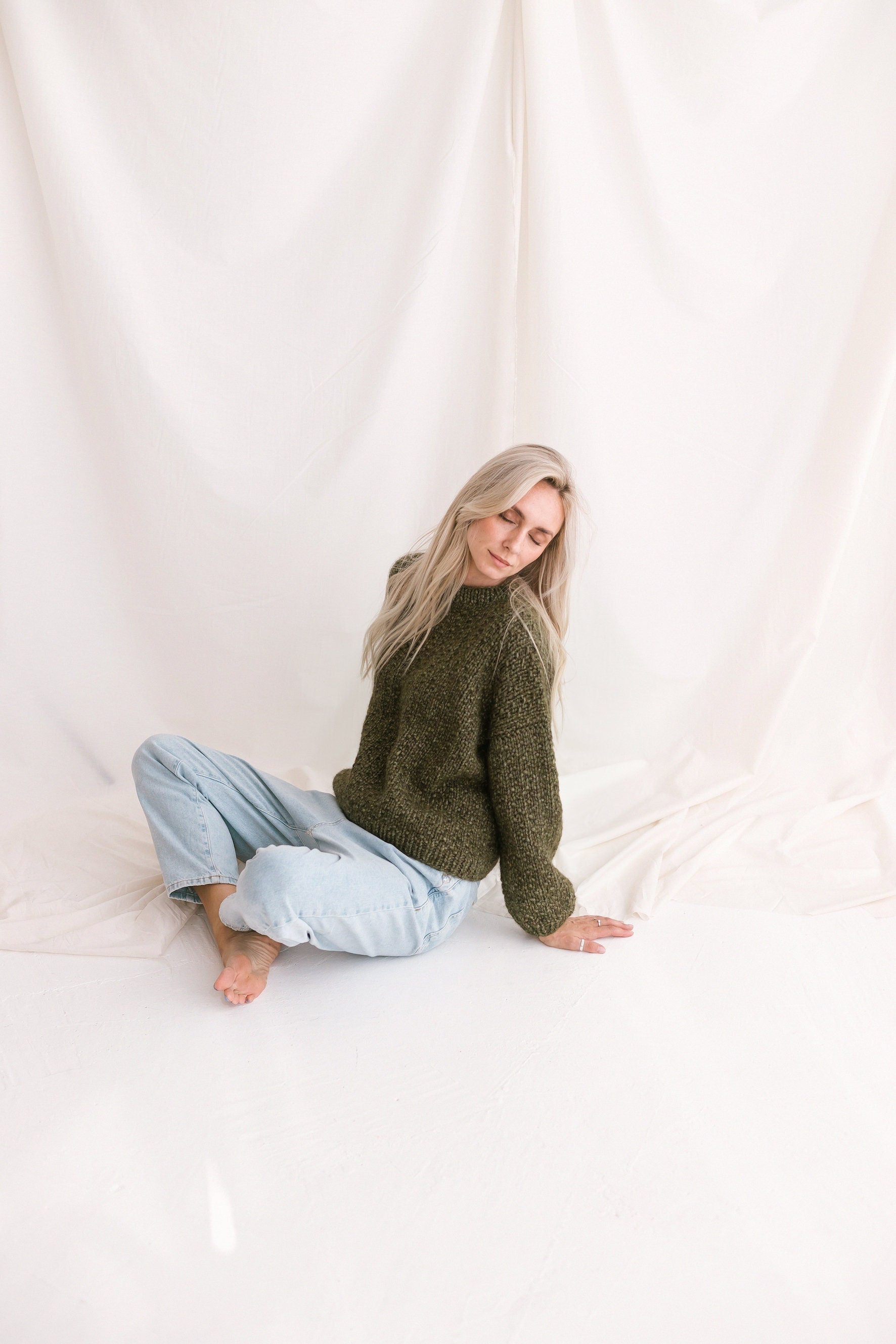 Olive Green Sweater, Soft Cable Knit Jumper, Moss Green Alpaca Pullover, Chunky Knit Wool Sweater, Balloon Sleeve Pullover In Green, Gift