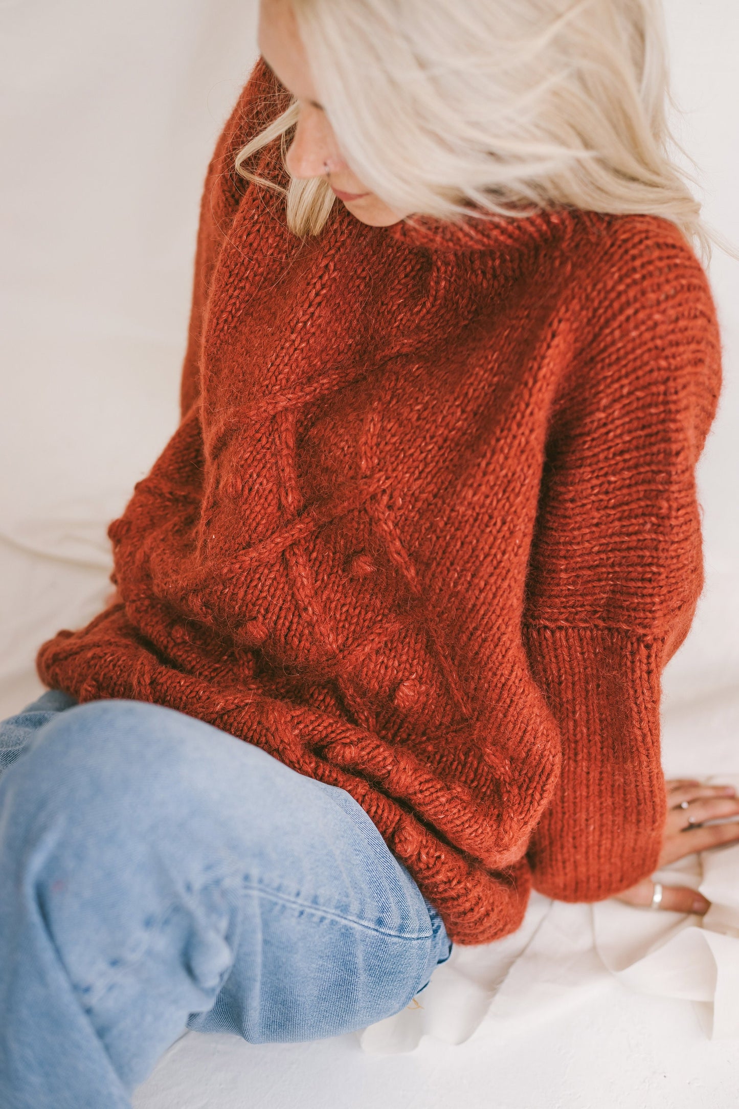 Orange Sweater, Soft Cable Knit Jumper, Tabasco Alpaca Pullover, Chunky Knit Wool Sweater, Balloon Sleeve Pullover In Red, Knitted Jumper