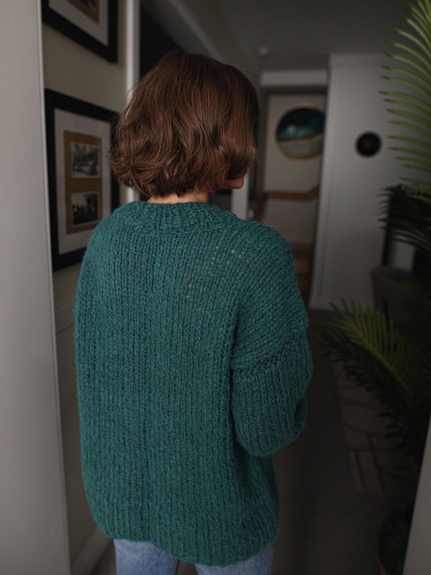 Green Cable Knit Sweater, Relaxed Fit Jumper, Forest Green Alpaca Pullover, Chunky Knit Wool Sweater, Knitted Jumper,Oversized Woman Sweater