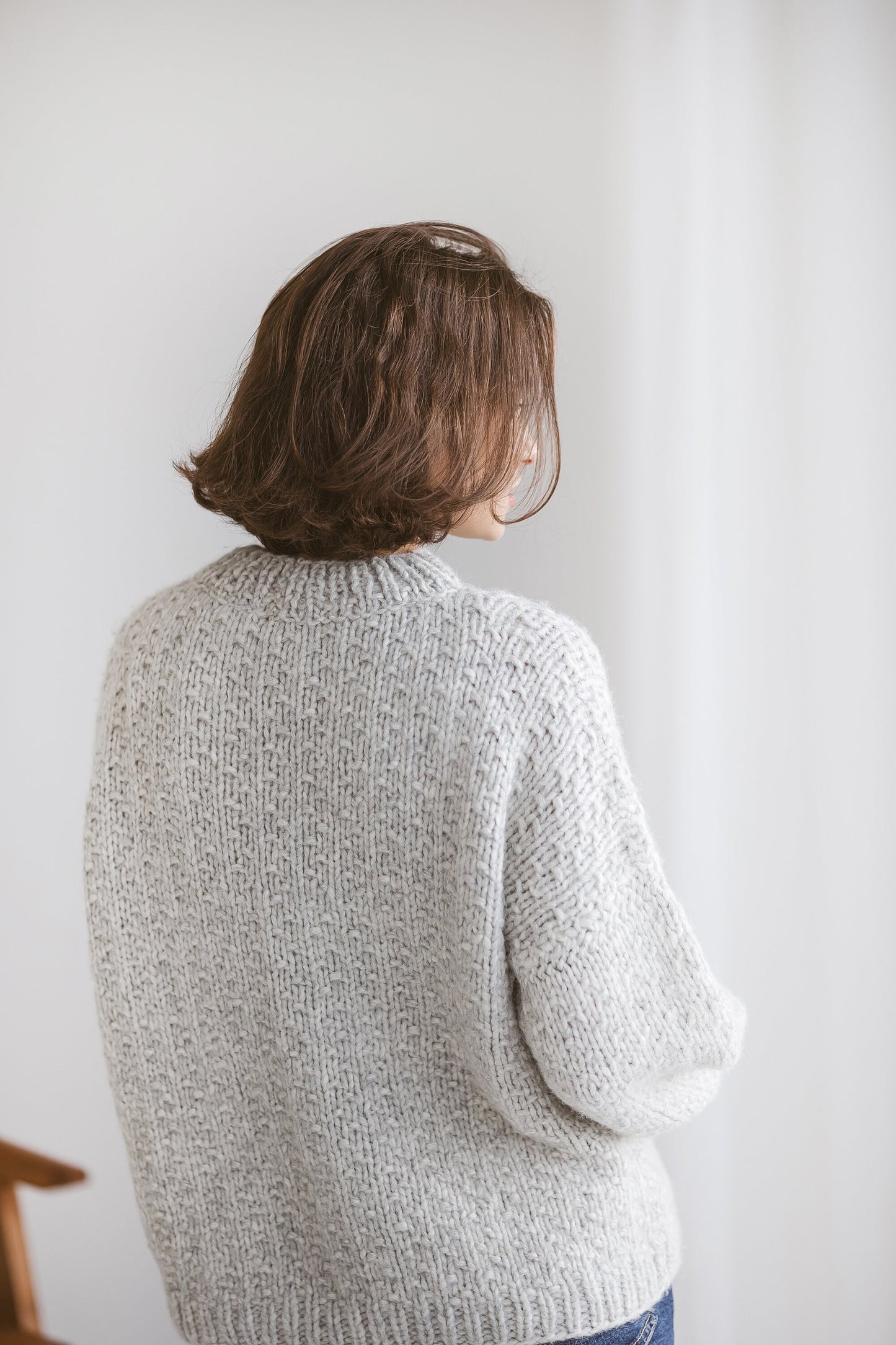 Light Gray Cable Knit Sweater, Grey Chunky Knit Alpaca Jumper, Relax Fit Pullover With Balloon Sleeves, Silver Color Knitted Jumper, Gift