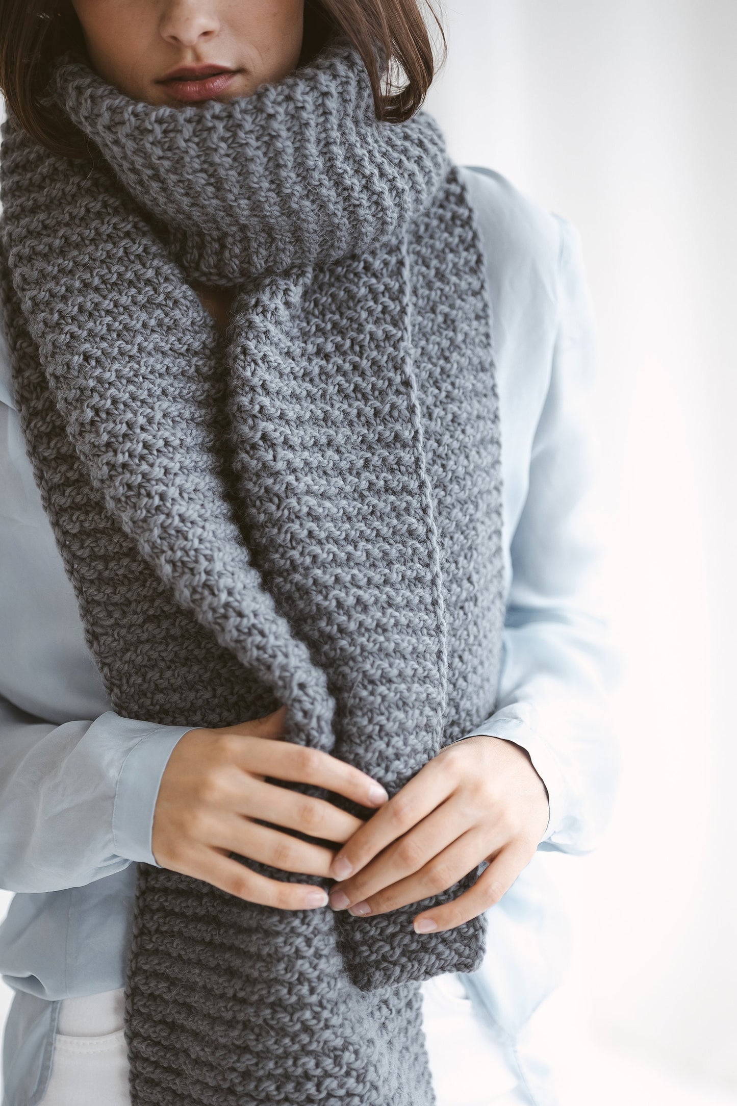 Gary chunky knit alpaca scarf. Grey cable knit wool scarf. Oversized blanket scarf. Long women, men, unisex scarves. Gift for her, him