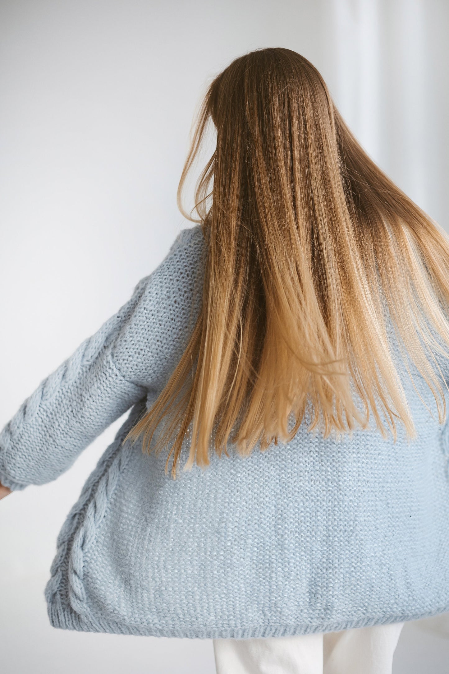Sky Blue Alpaca Cardigan With Buttons, Light Blue Oversized Cable Knit Buttoned Cardigan, Chunky Knit Loose Alpaca Wool Sweater For Women