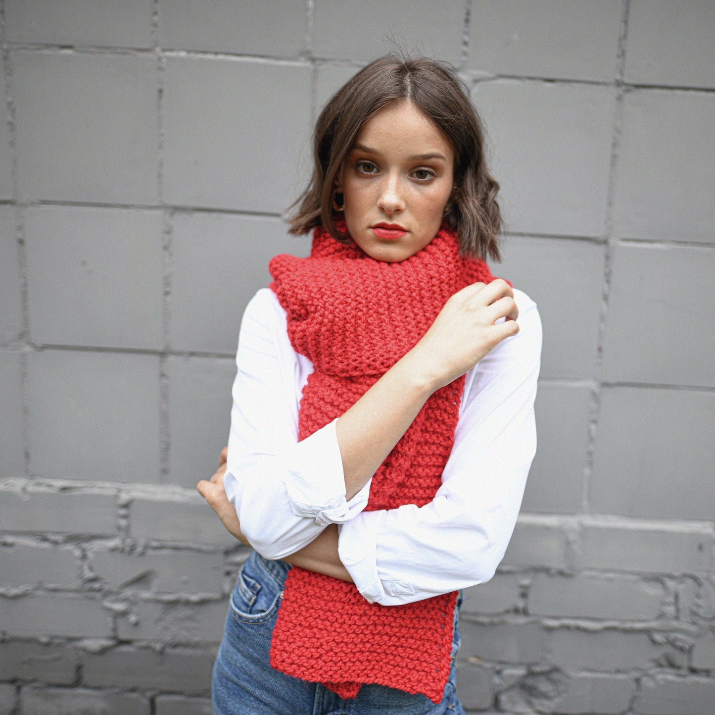 Christmas red alpaca scarf, rose red chunky knit long wool scarf, oversize cable knit neck warmer, knitted shawl, blanket unisex scarves