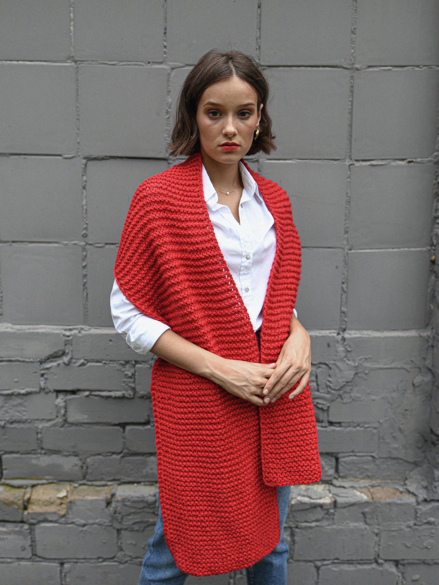 Christmas red alpaca scarf, rose red chunky knit long wool scarf, oversize cable knit neck warmer, knitted shawl, blanket unisex scarves