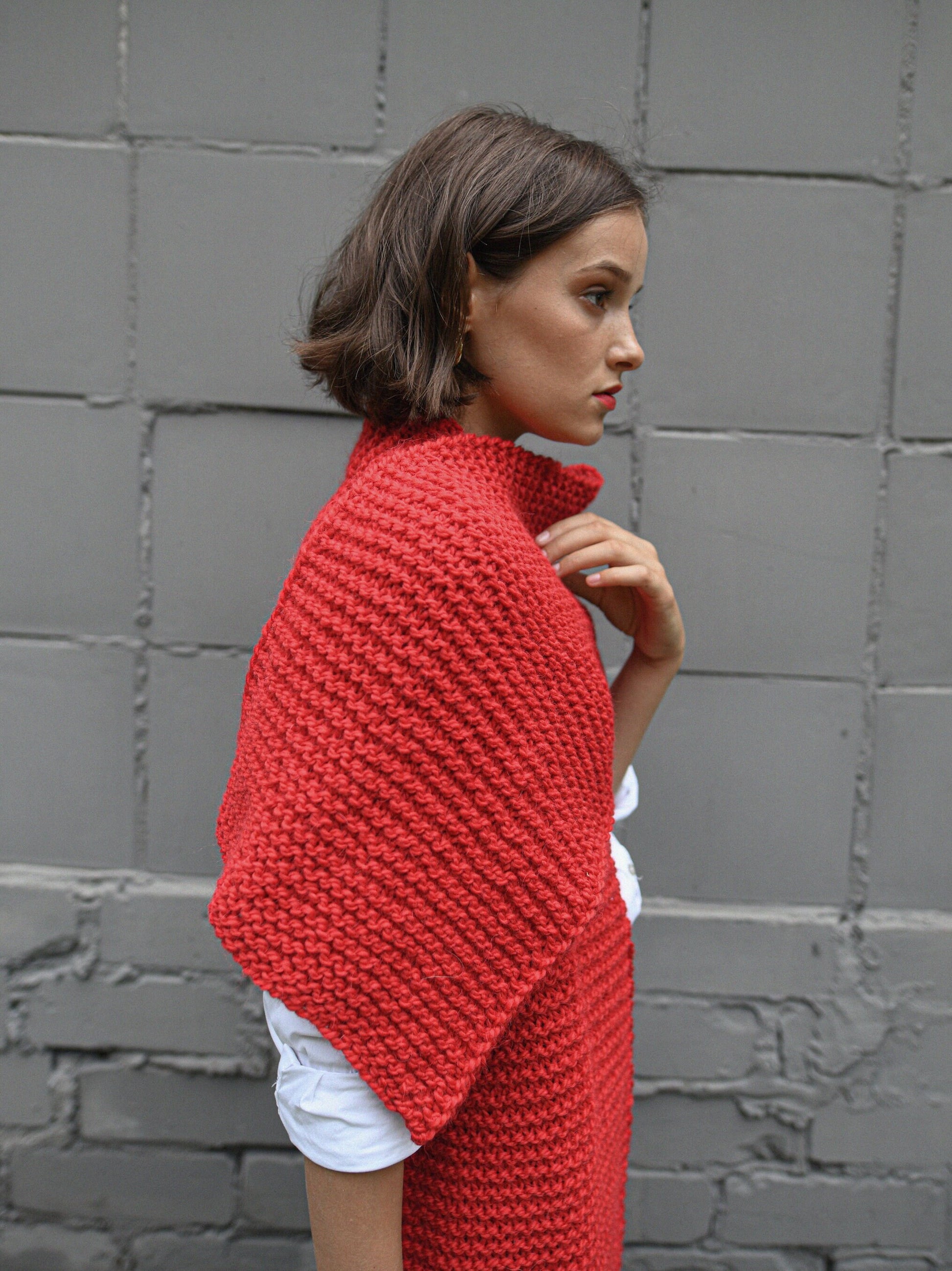 Christmas red alpaca scarf, rose red chunky knit long wool scarf, oversize cable knit neck warmer, knitted shawl, blanket unisex scarves