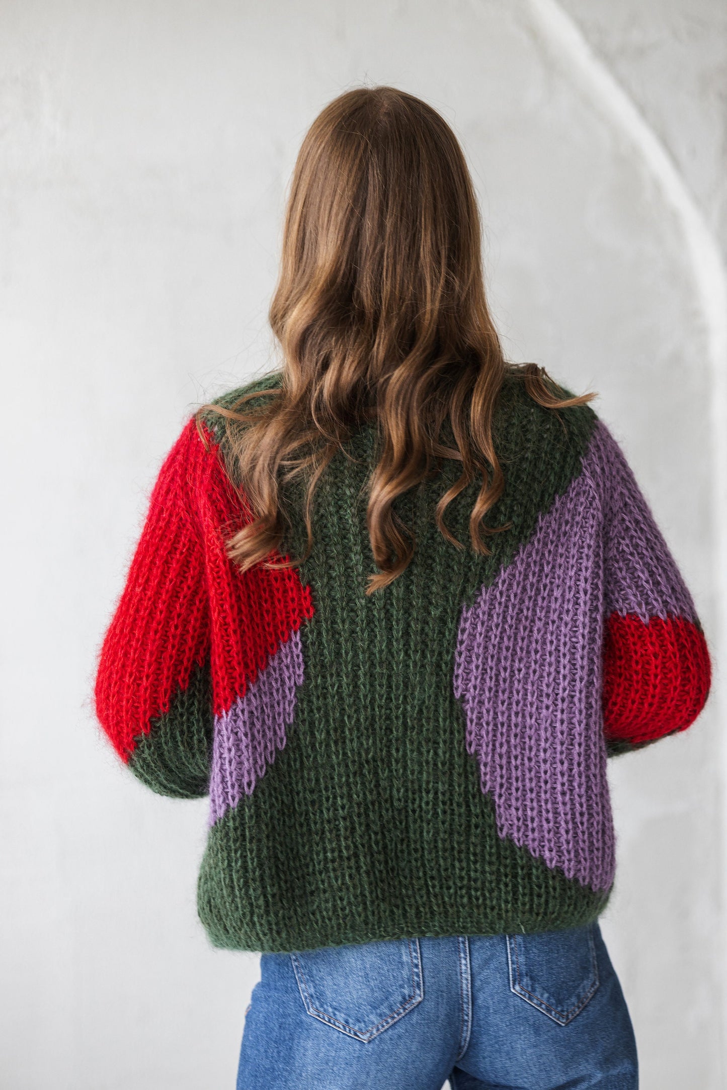 Green mohair cardigan, cable knit alpaca wool blend sweater, oversized purple fluffy bomber, red fuzzy chunky knitted cardigan, minimaliste