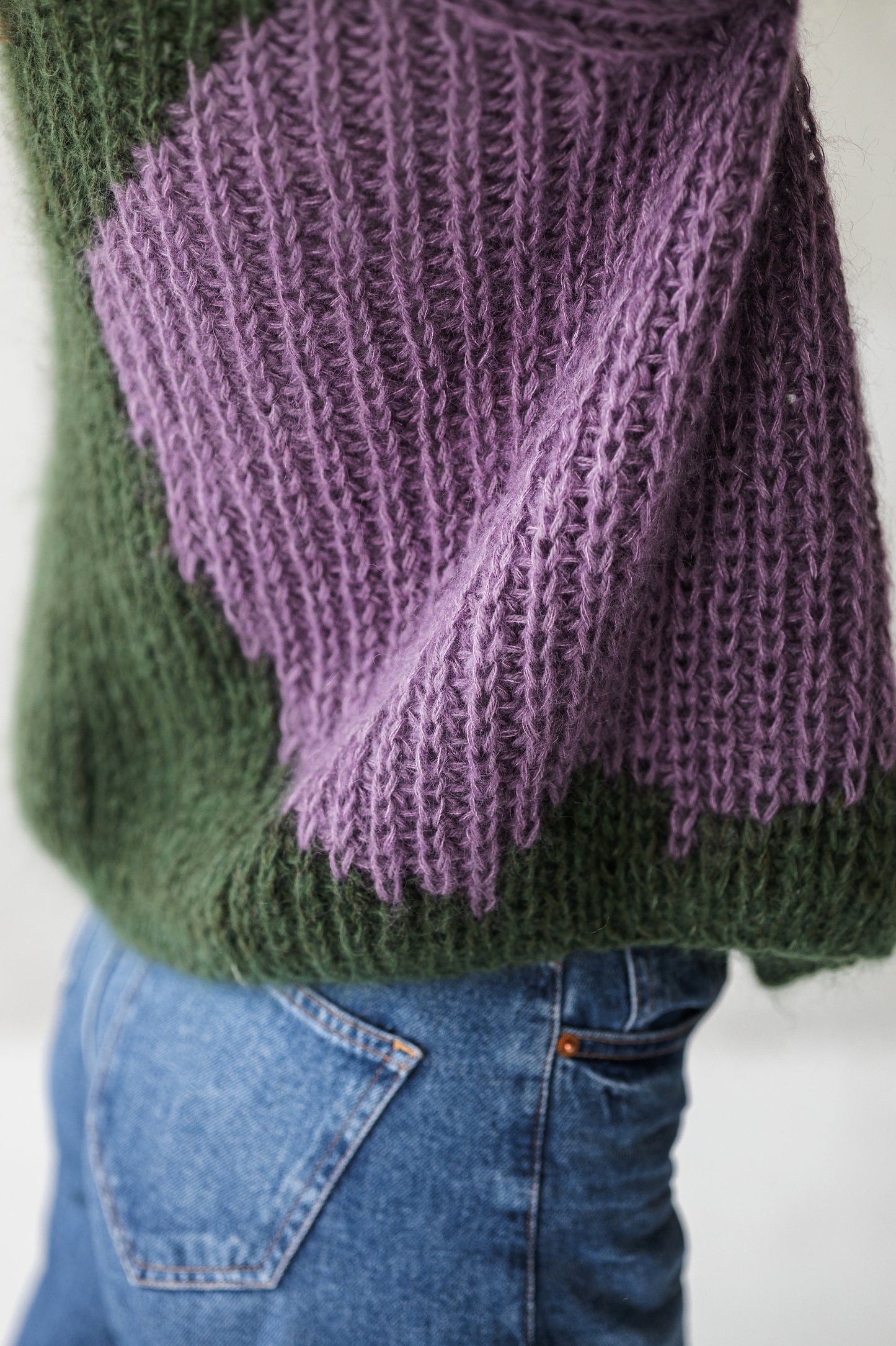 Green mohair cardigan, cable knit alpaca wool blend sweater, oversized purple fluffy bomber, red fuzzy chunky knitted cardigan, minimaliste