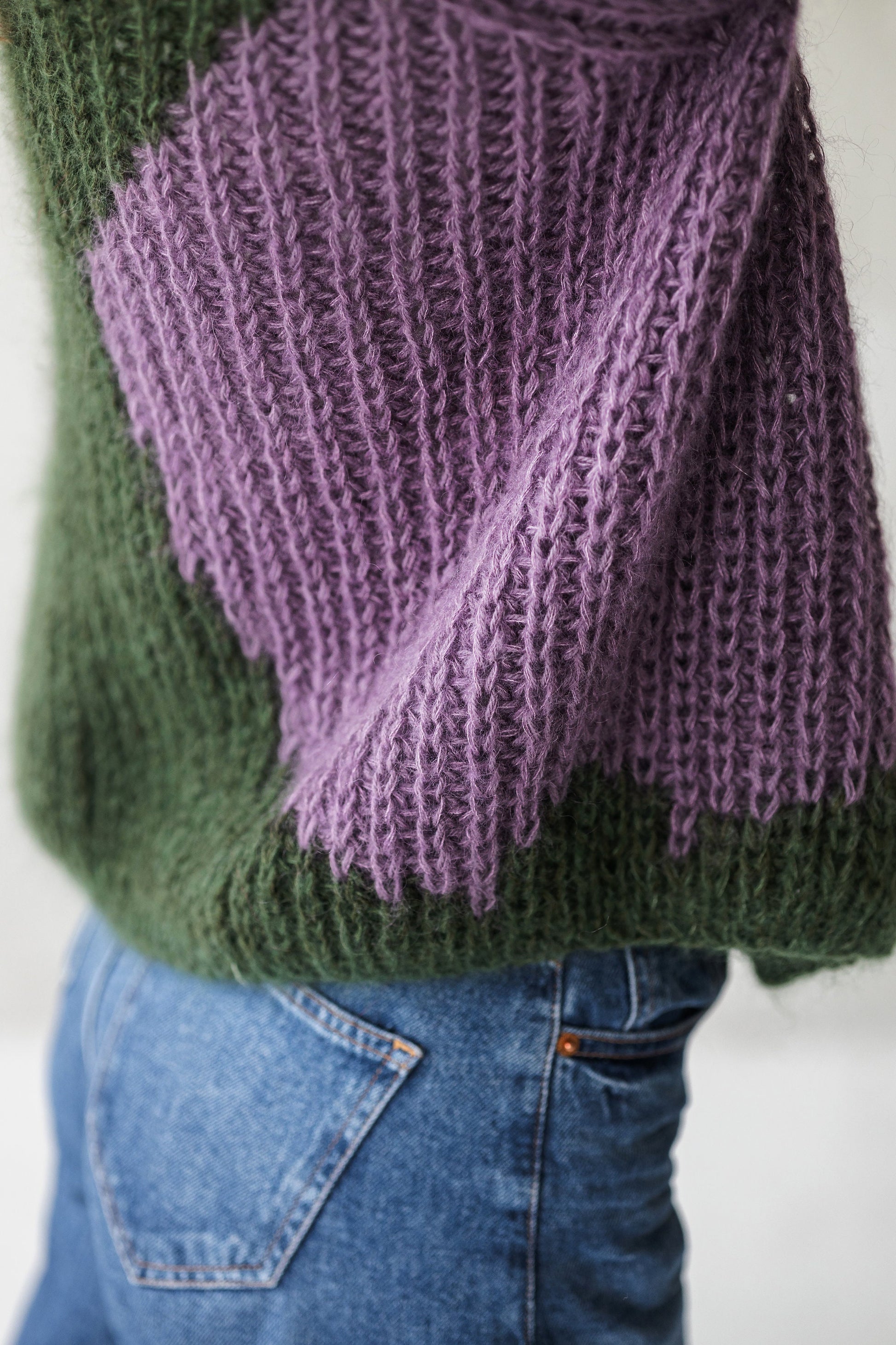 Green mohair cardigan, cable knit alpaca wool blend sweater, oversized purple fluffy bomber, red fuzzy chunky knitted cardigan, minimaliste