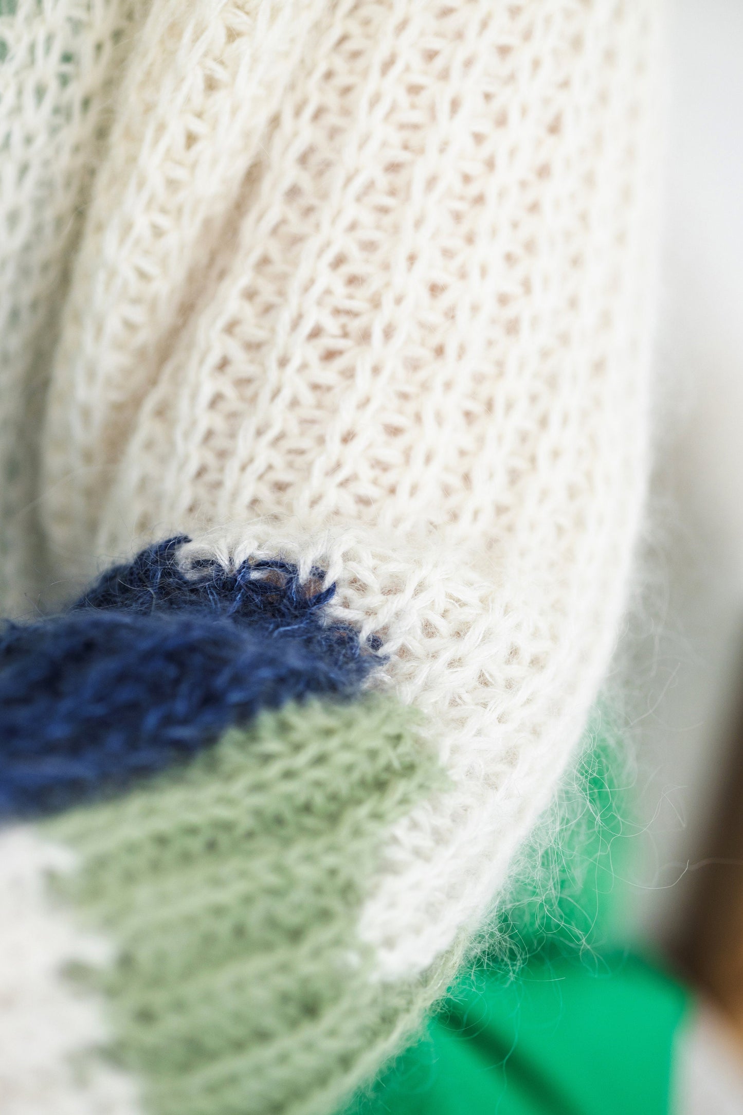 White mohair cardigan, cable knit alpaca wool blend sweater, oversized purple coloured fluffy bomber, green multicolor fuzzy chunky knitted