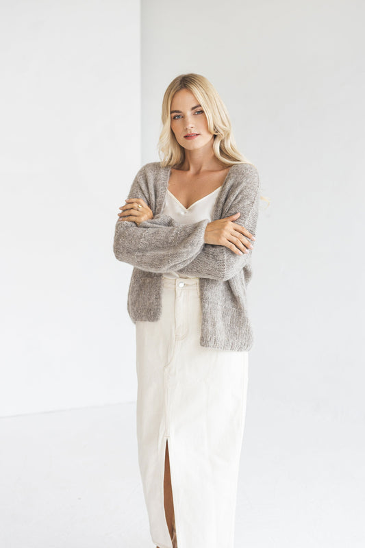 Light gray alpaca cardigan