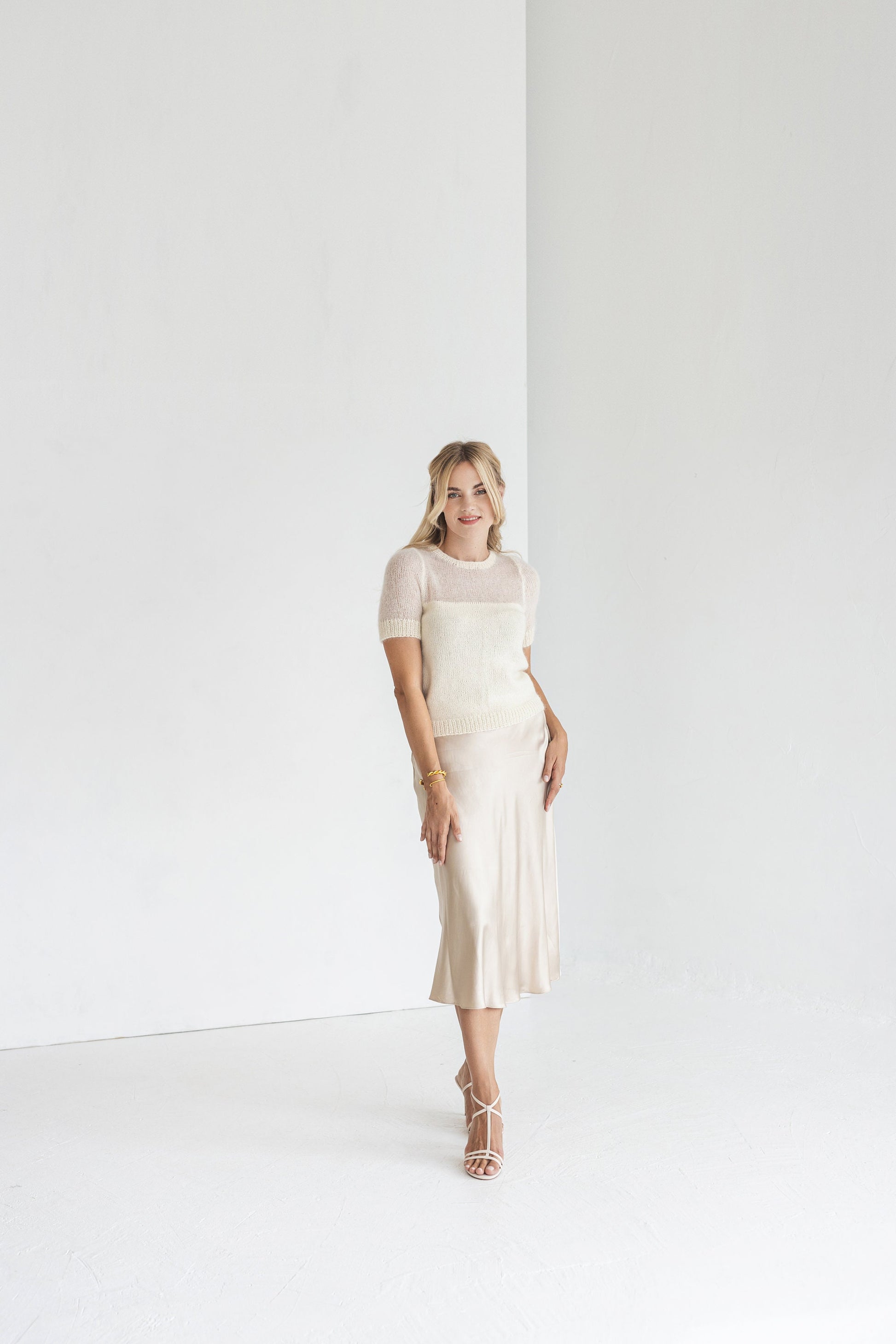 White mohair knit top