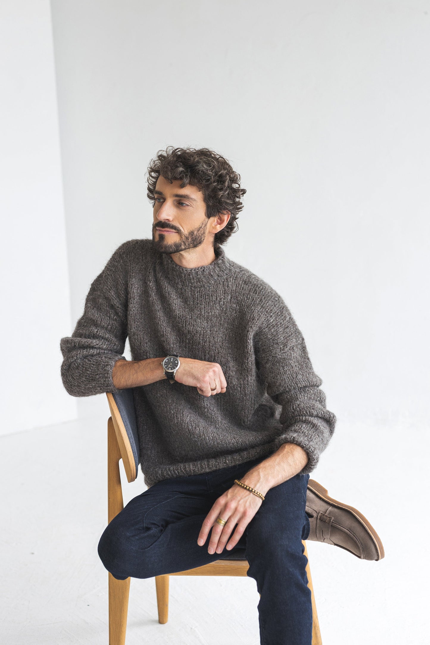 Gray knitted alpaca sweater